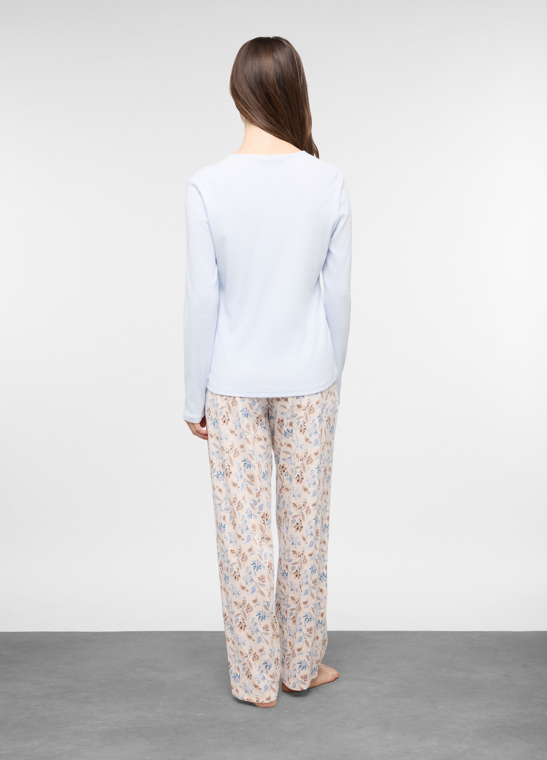 Set pigiama lungo in cotone stretch donna_1