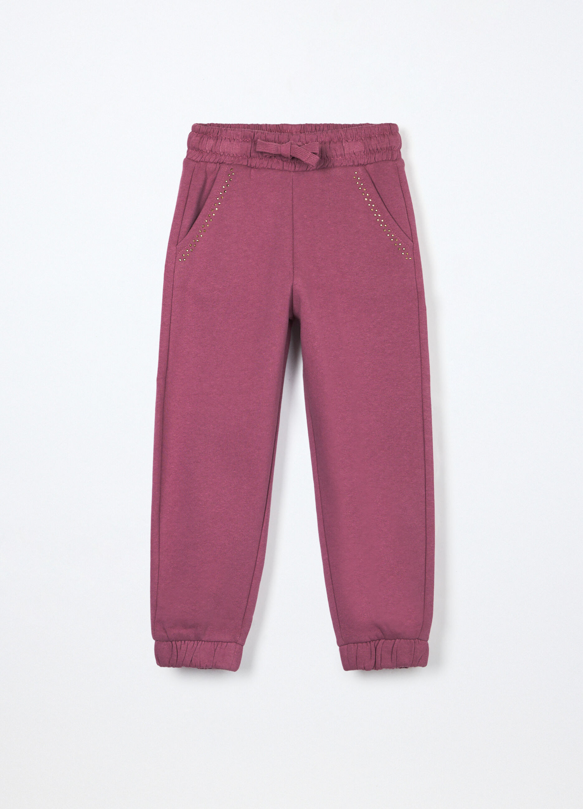 Jogger in puro cotone fleece bambina_0