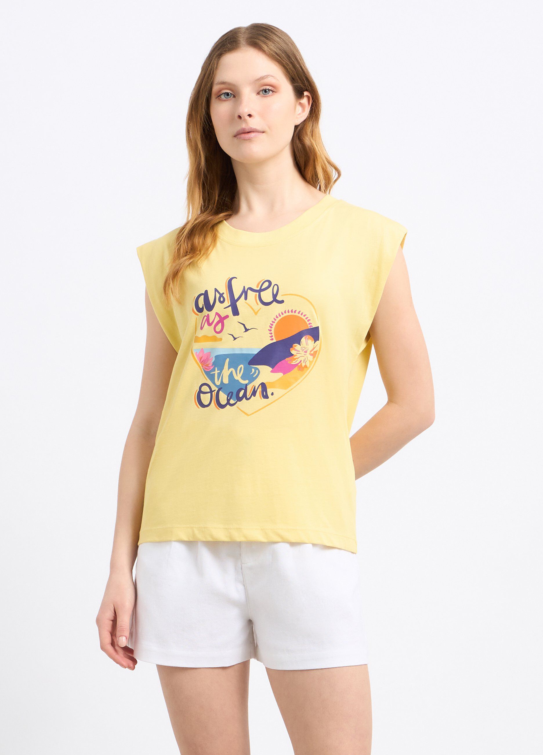 T-shirt in puro cotone con stampa donna_0