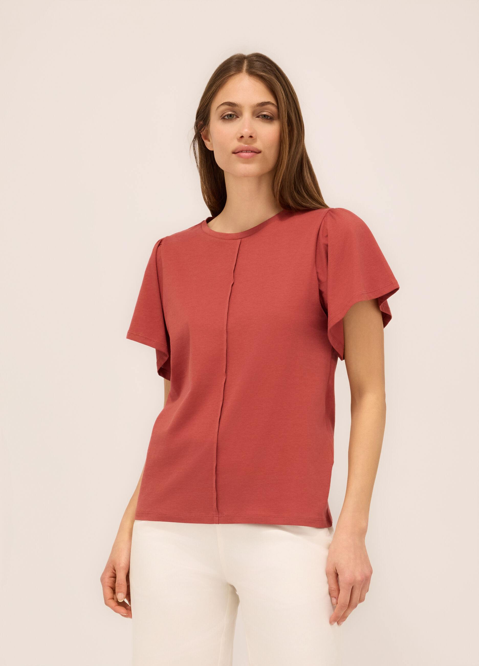 T-shirt in jersey di puro cotone donna_0