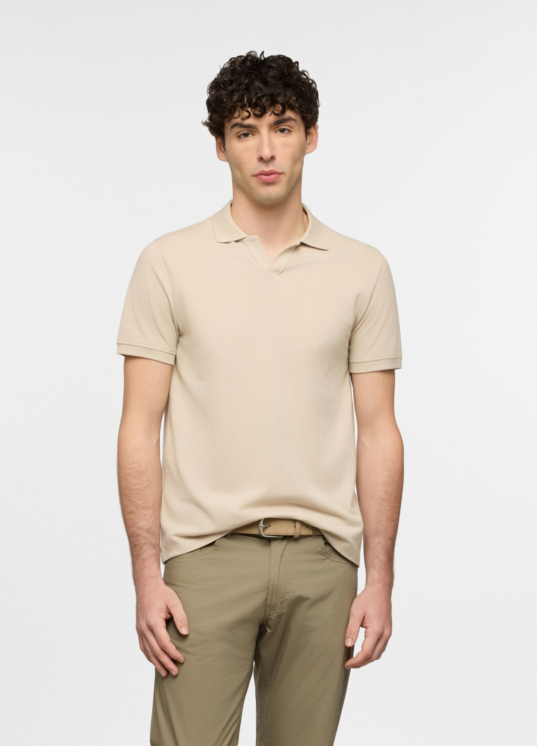 Polo a maniche corte in piquet di cotone uomo_0