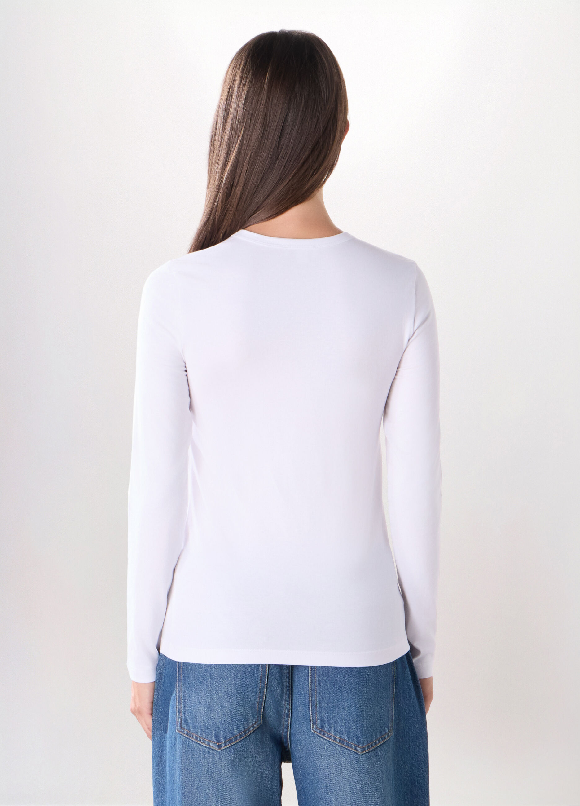 T-shirt in jersey di cotone stretch donna_1