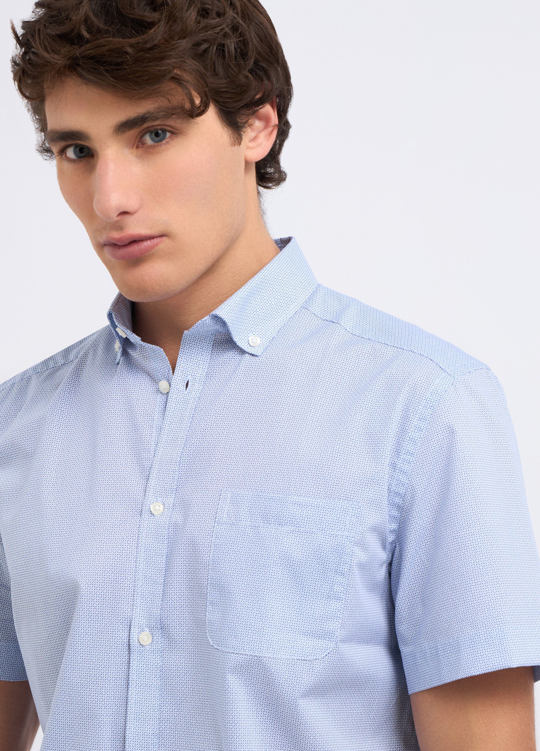 Camicia a maniche corte in misto cotone uomo_2