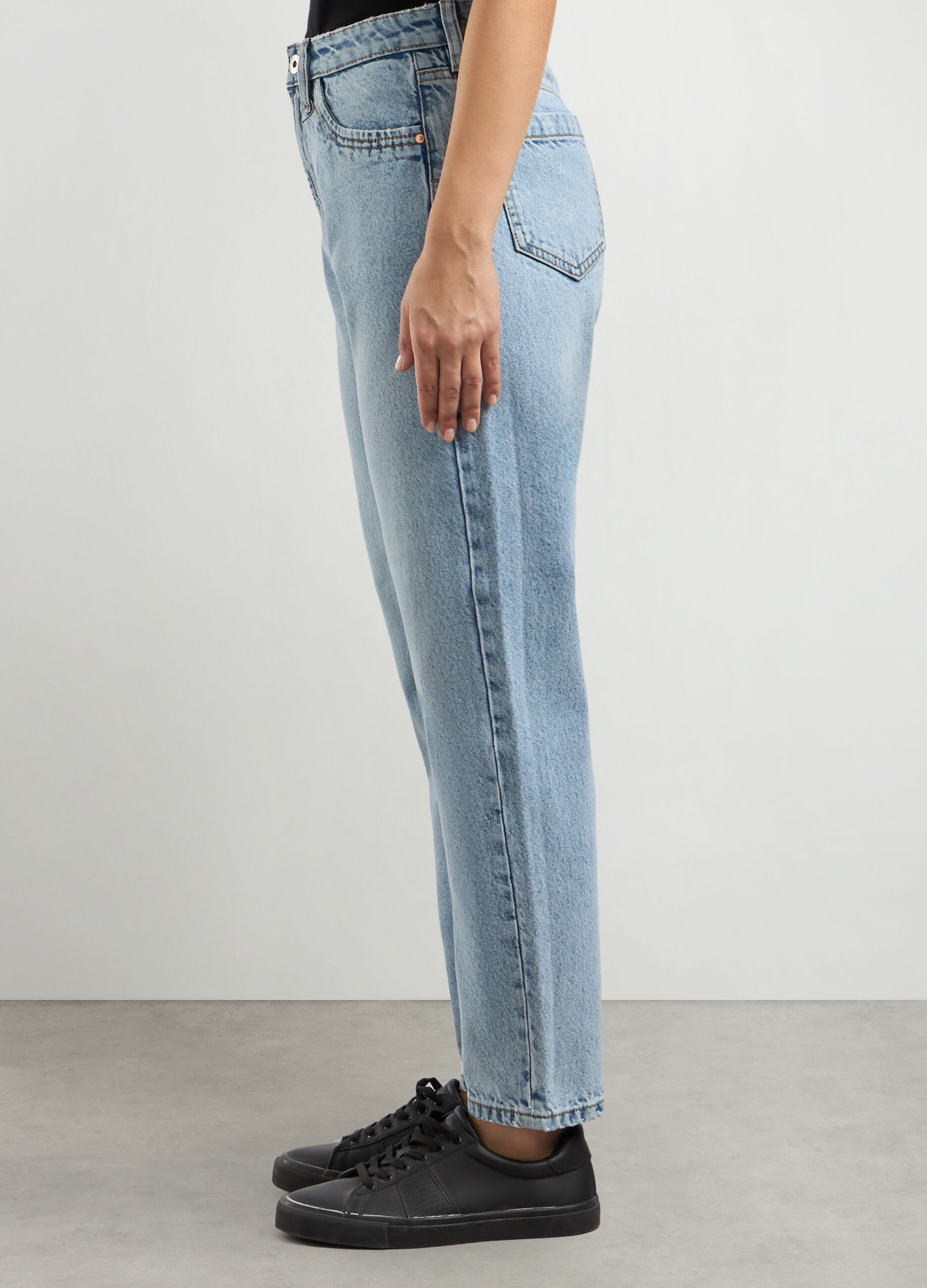 Pantaloni in denim di puro cotone mom fit donna_2