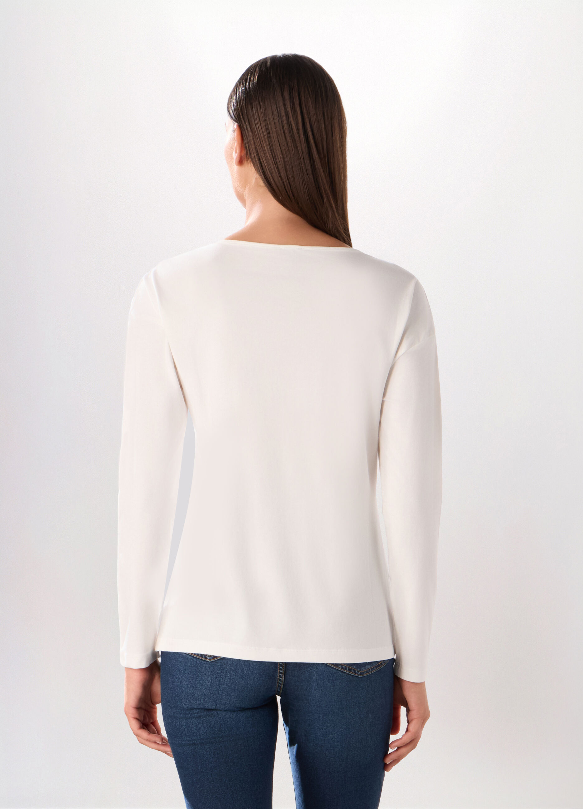 T-shirt in jersey di cotone stretch donna_1