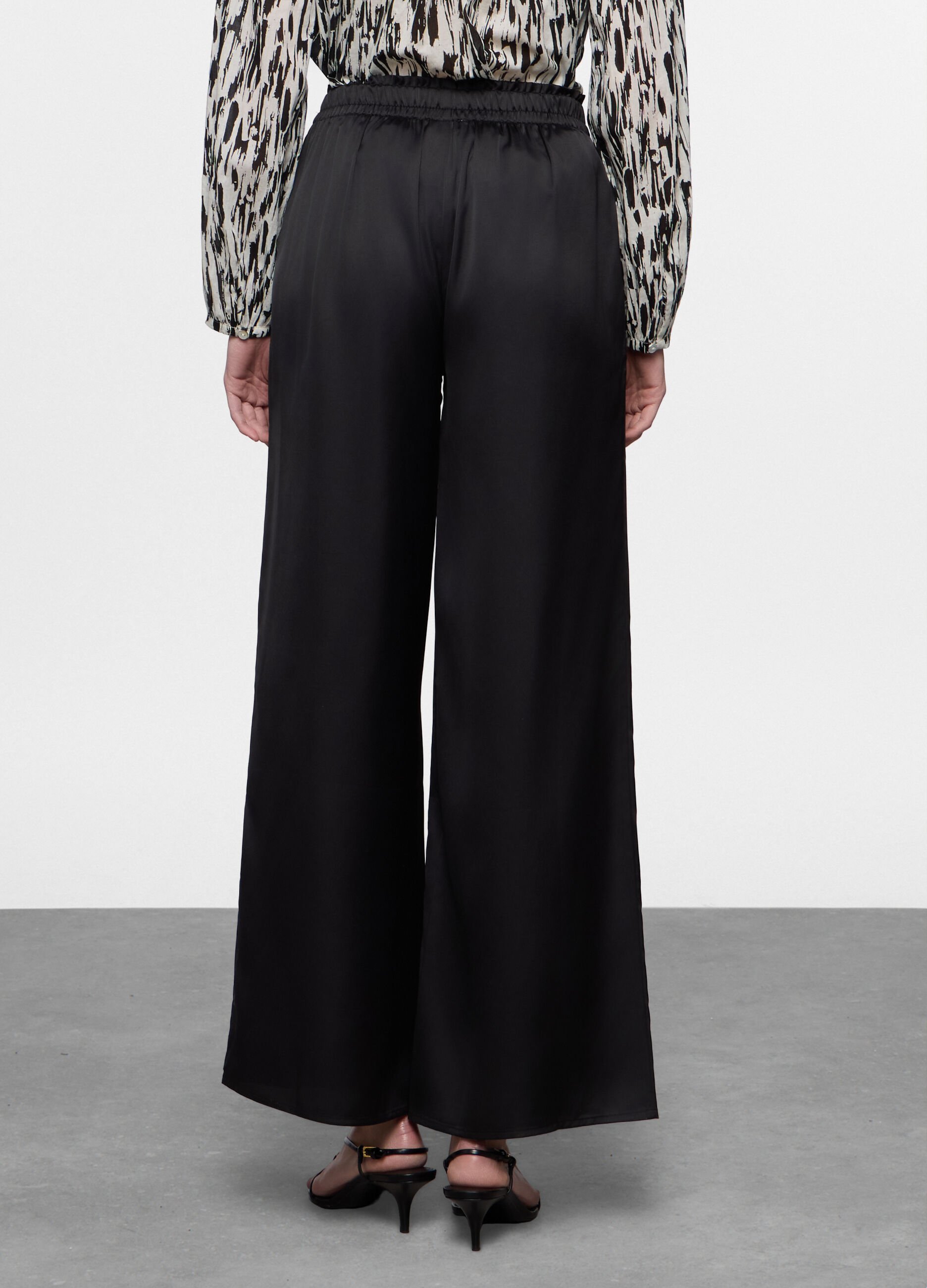 Pantaloni wide leg in satin donna_1