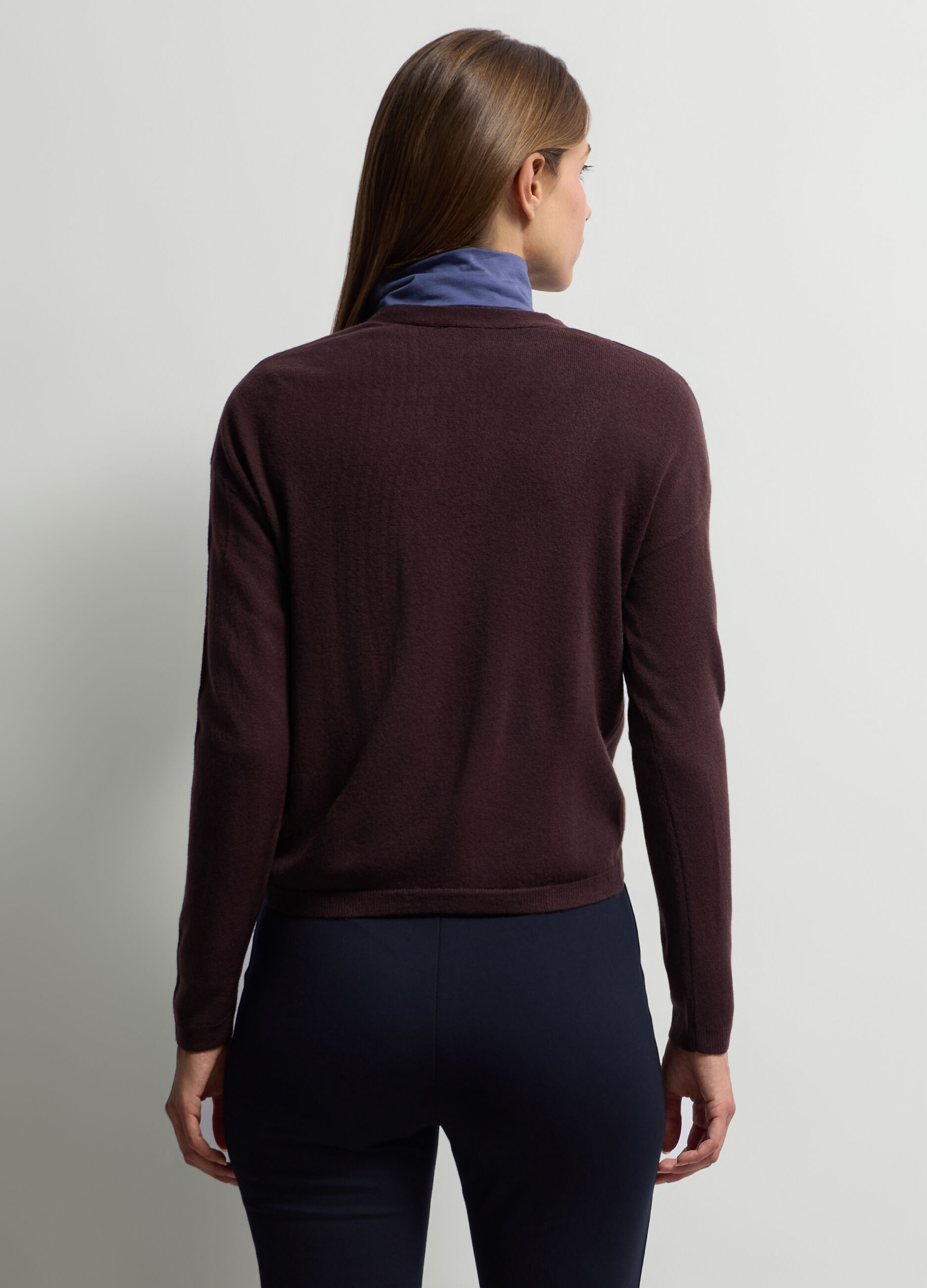 Cardigan con scollo a V rasato donna_1