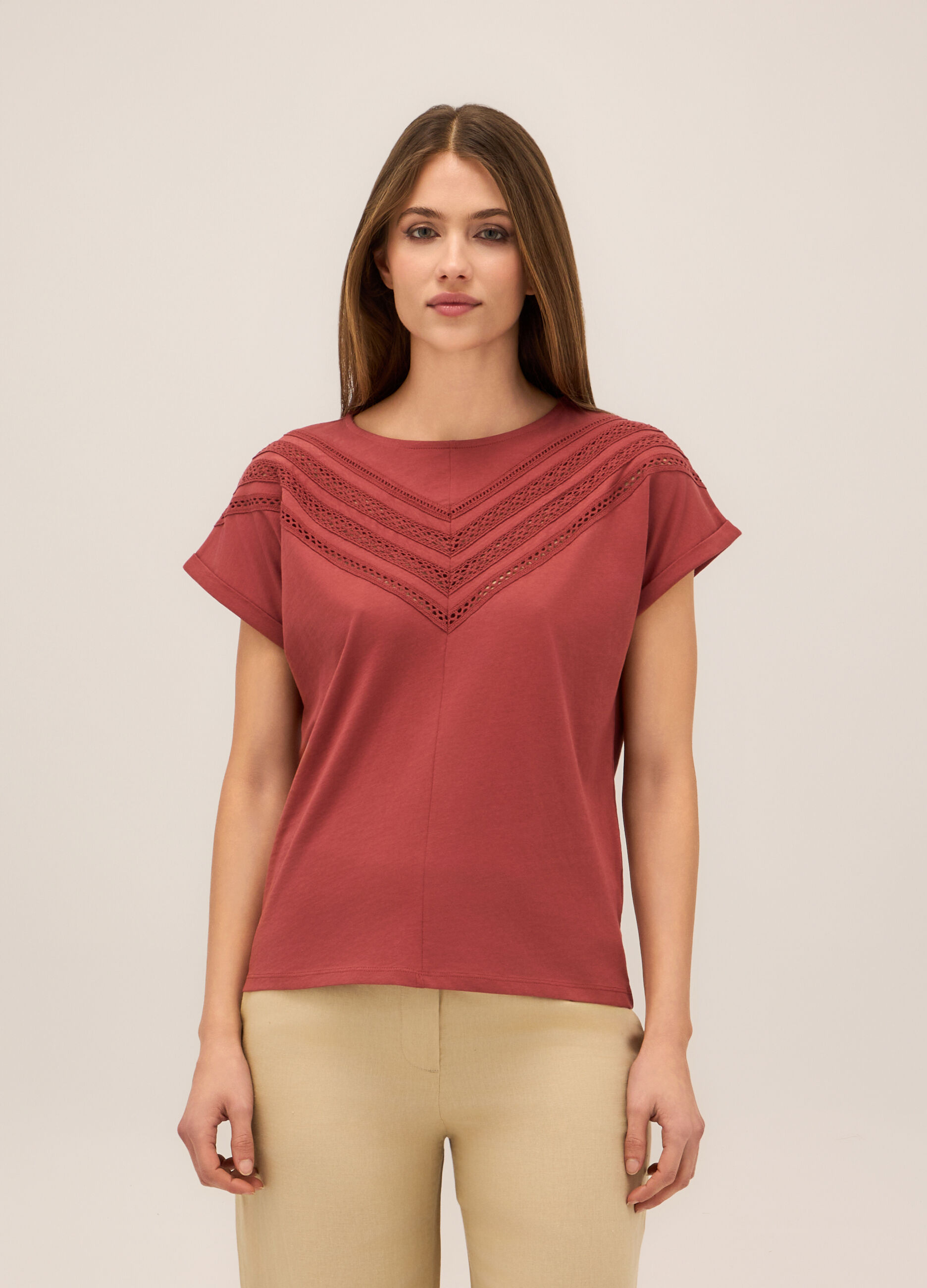 T-shirt in jersey di puro cotone donna_0