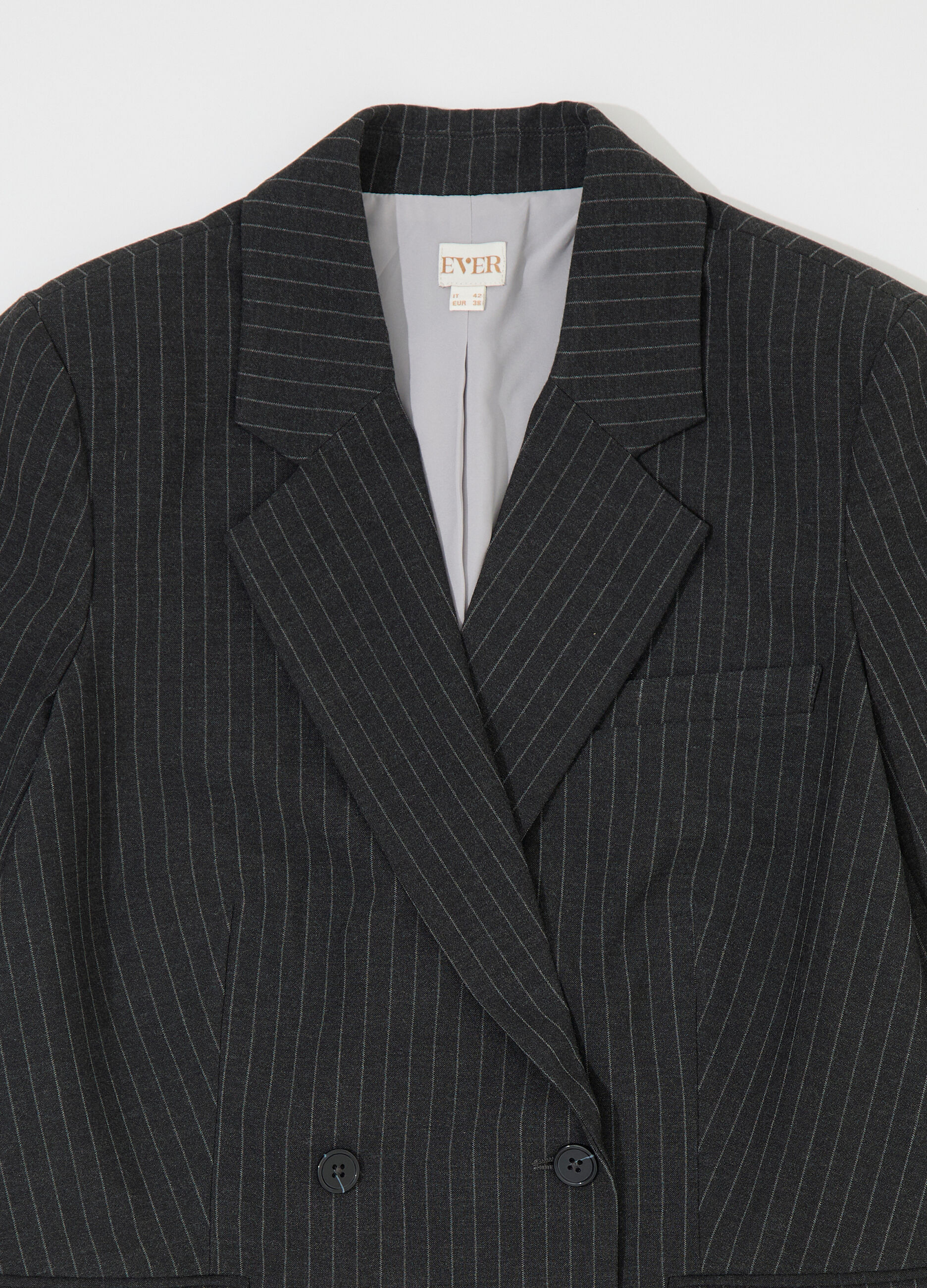 Blazer doppiopetto in gessato di misto viscosa donna_6