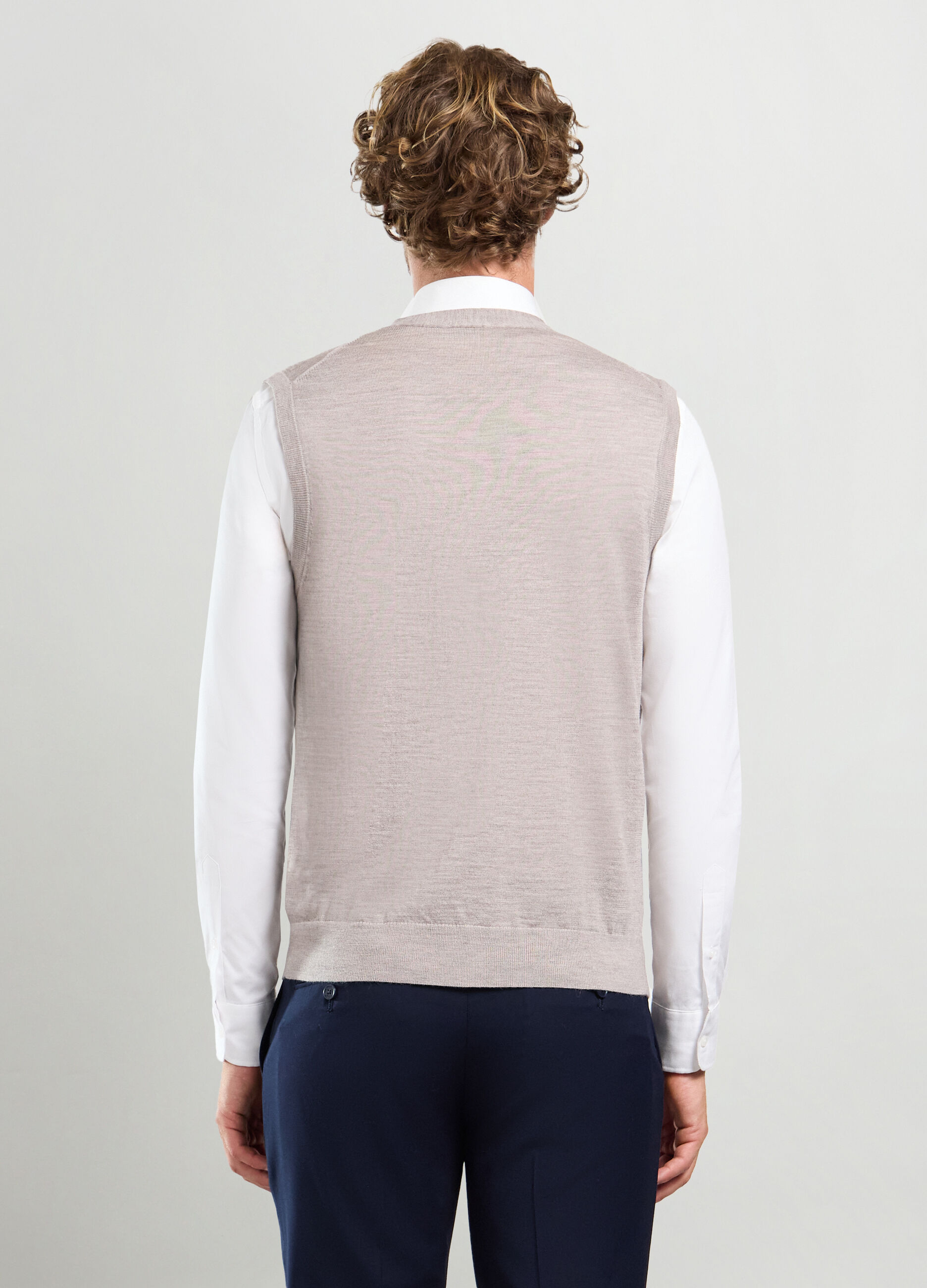 Gilet collo a V in maglia rasata uomo_1