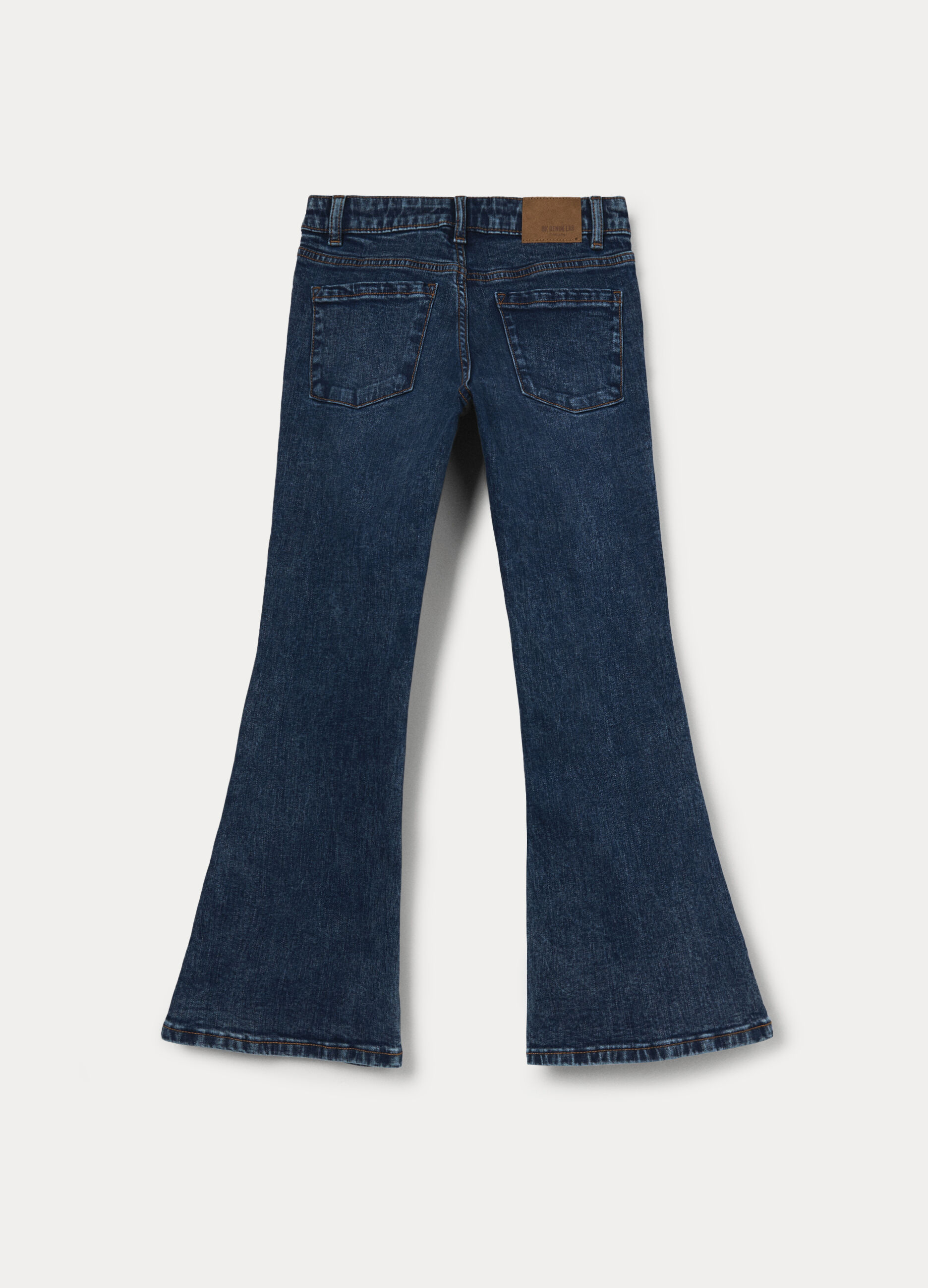 Pantaloni flare fit in denim di cotone stretch ragazza_1