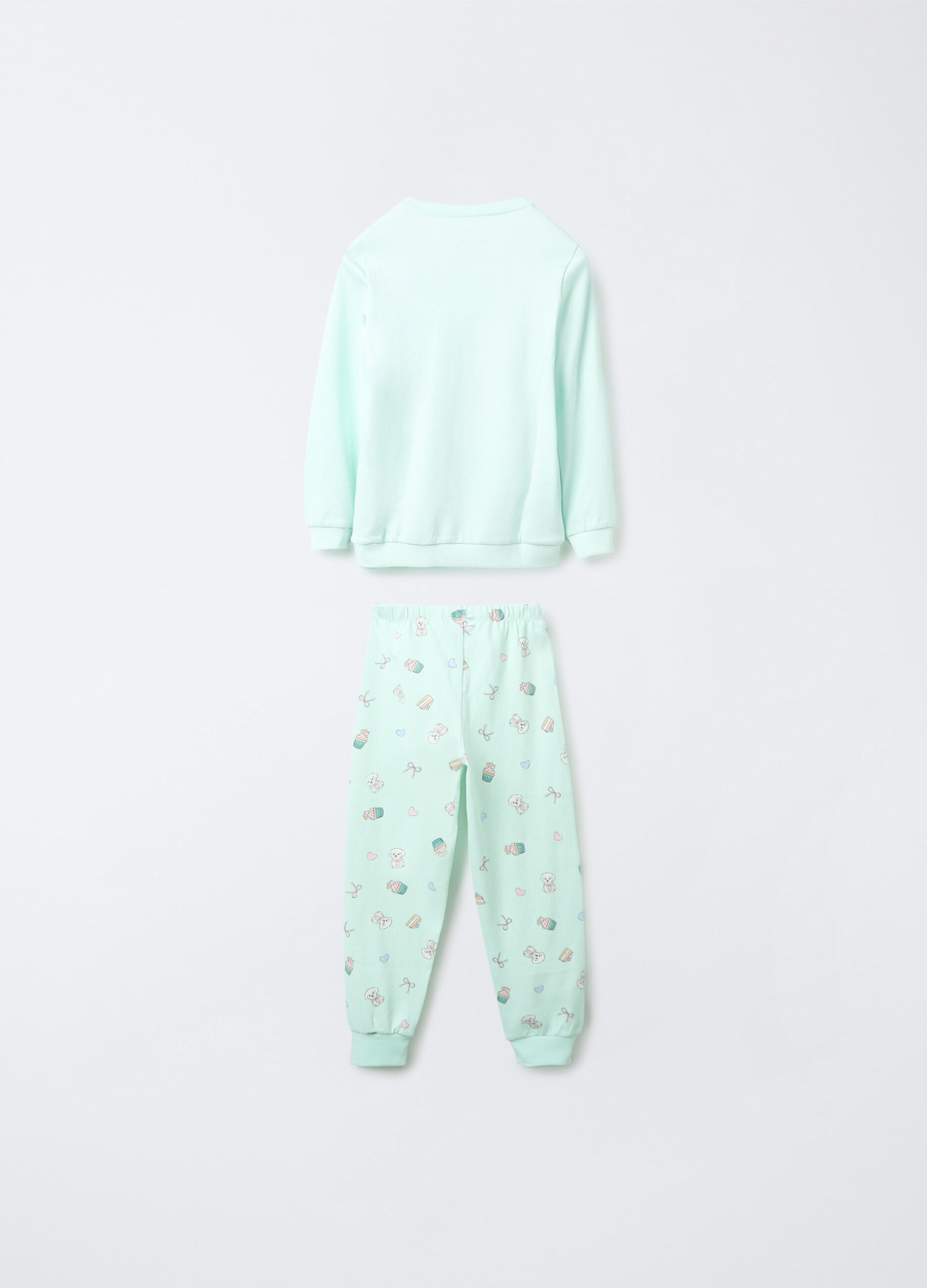 Set pigiama lungo in interlock di puro cotone bambina_1