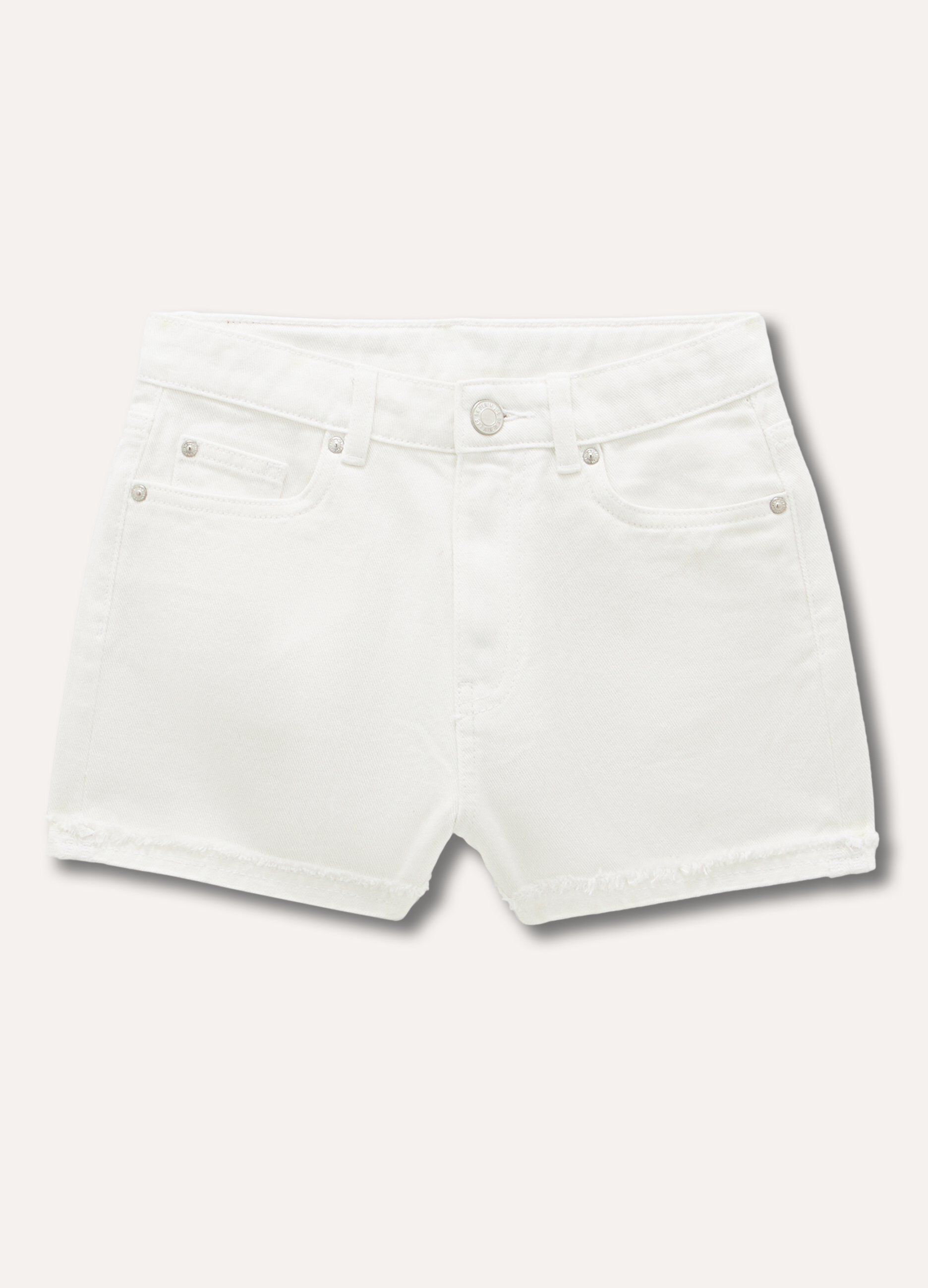 Shorts in denim di puro cotone ragazza_0