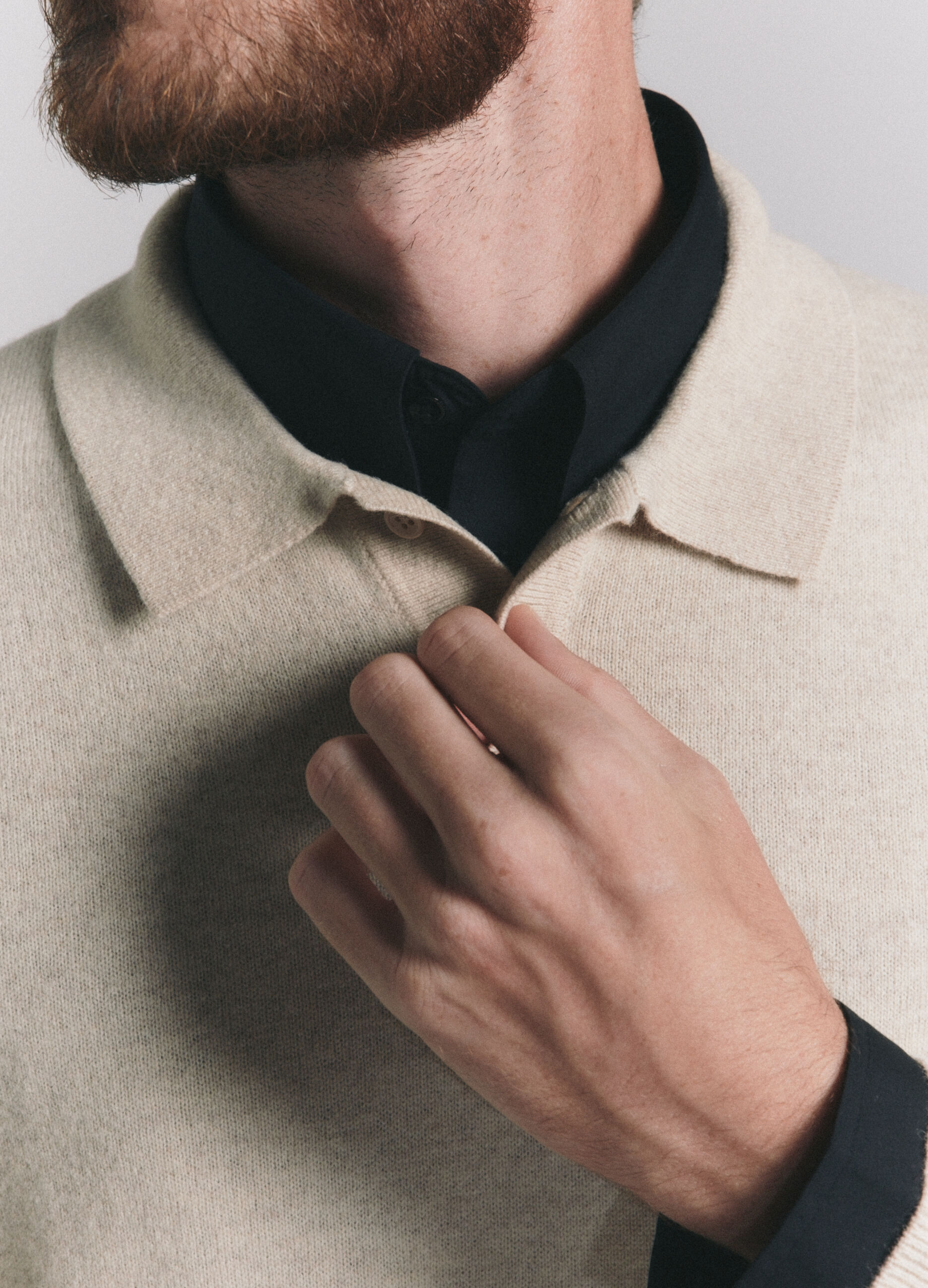 Polo a maniche lunghe in maglia di lambswool uomo_4
