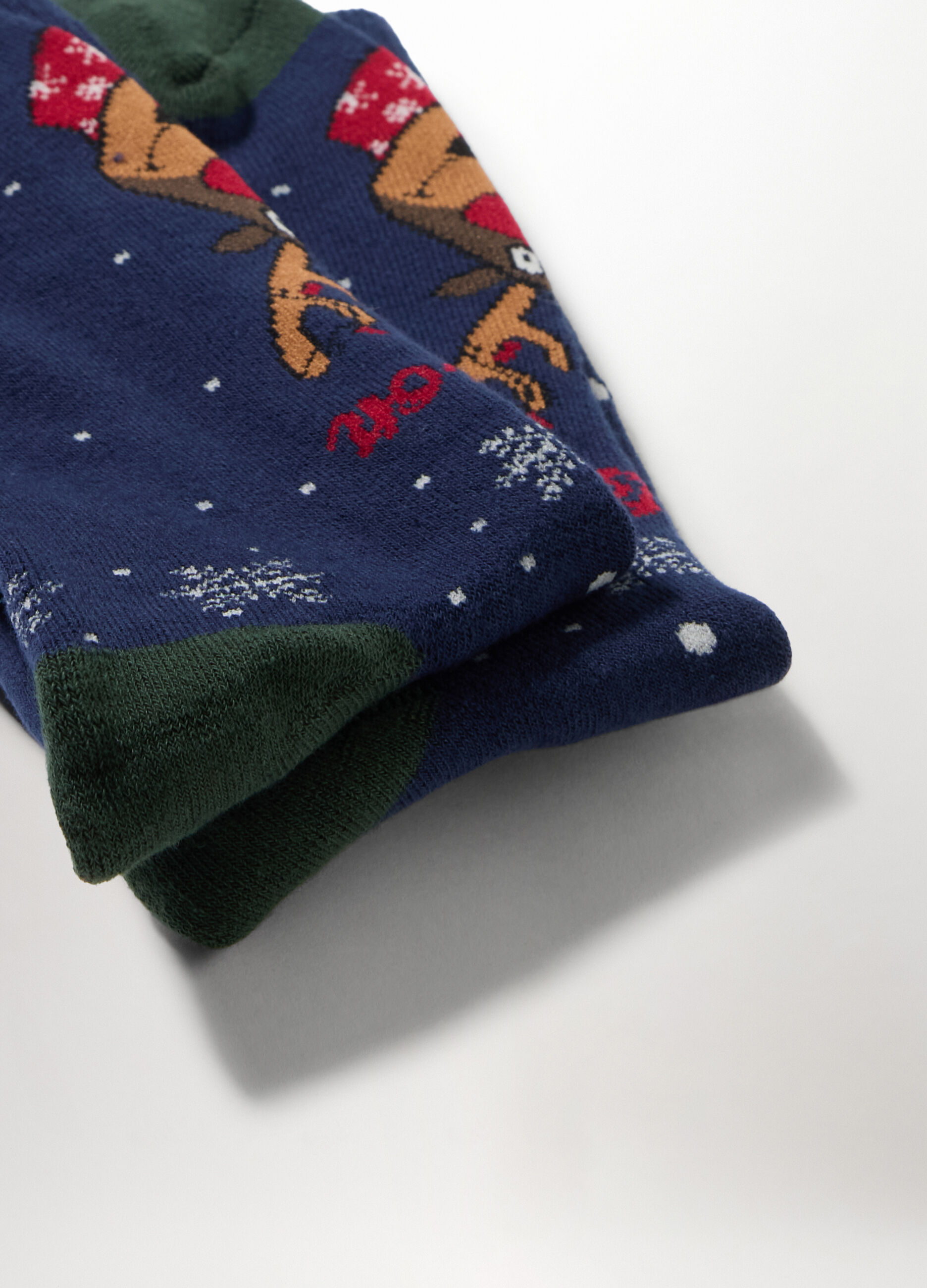 Calze corte in cotone stretch con renna uomo_1