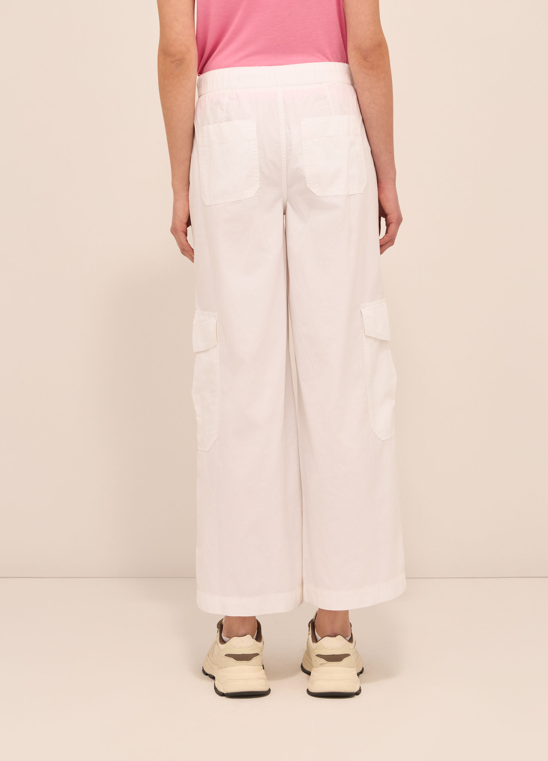Pantaloni cargo in popeline di puro cotone donna_1