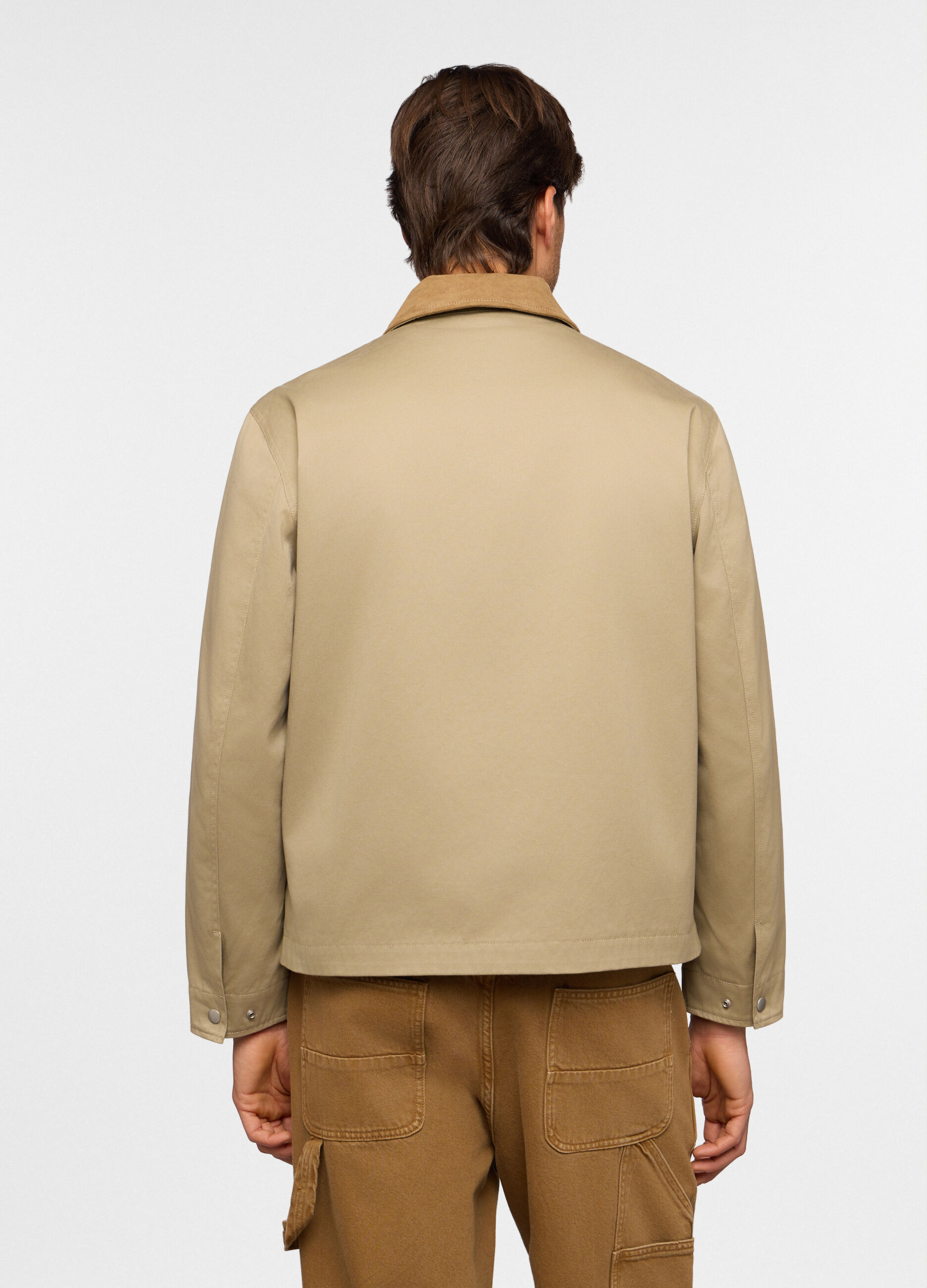 Giacca con zip e colletto scamosciato uomo_1