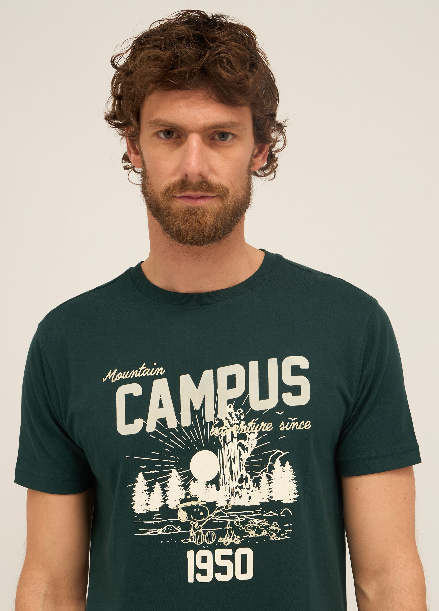 T-shirt girocollo in puro cotone con stampa uomo_2