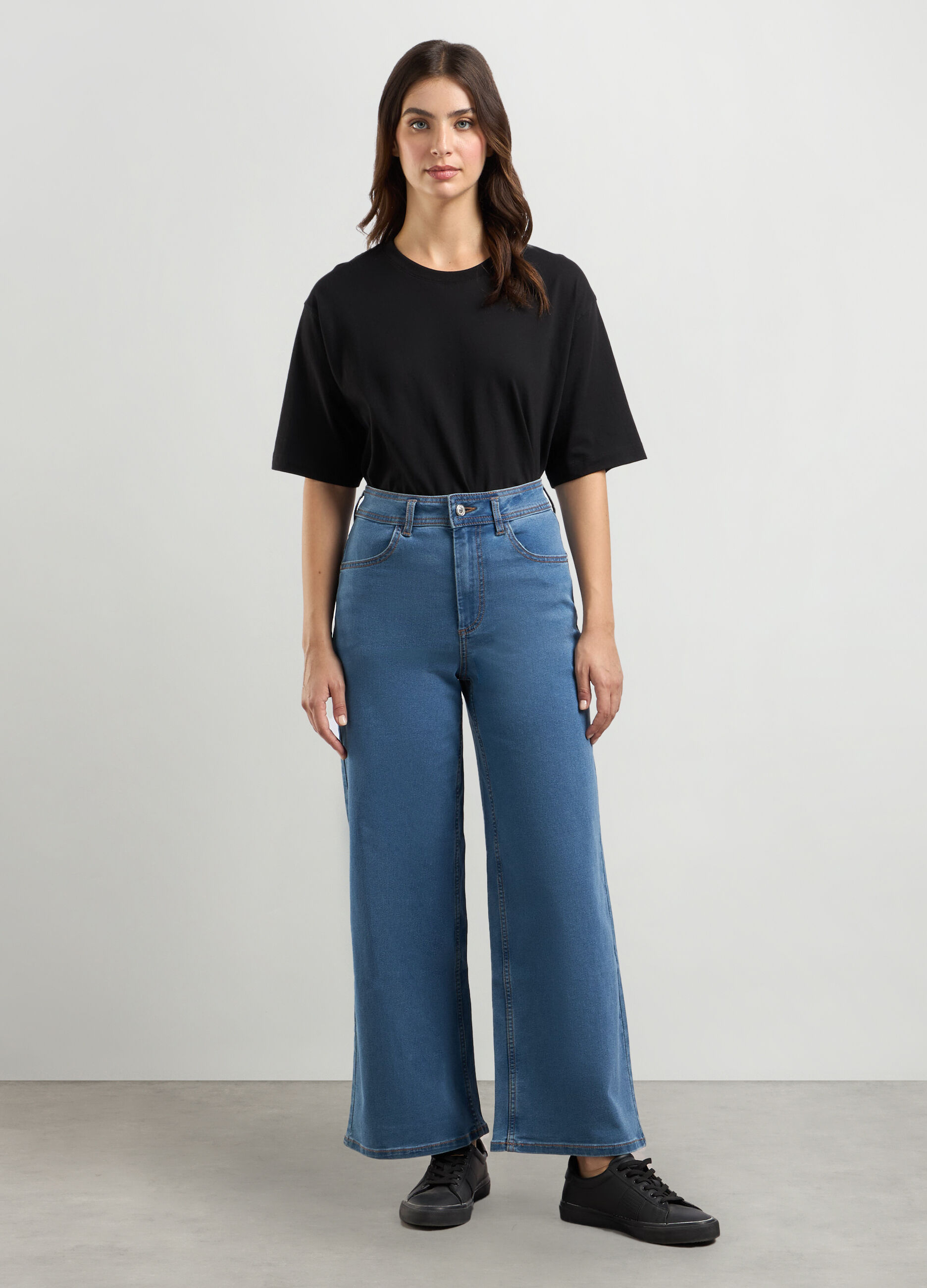 Pantaloni in denim wide leg donna_0