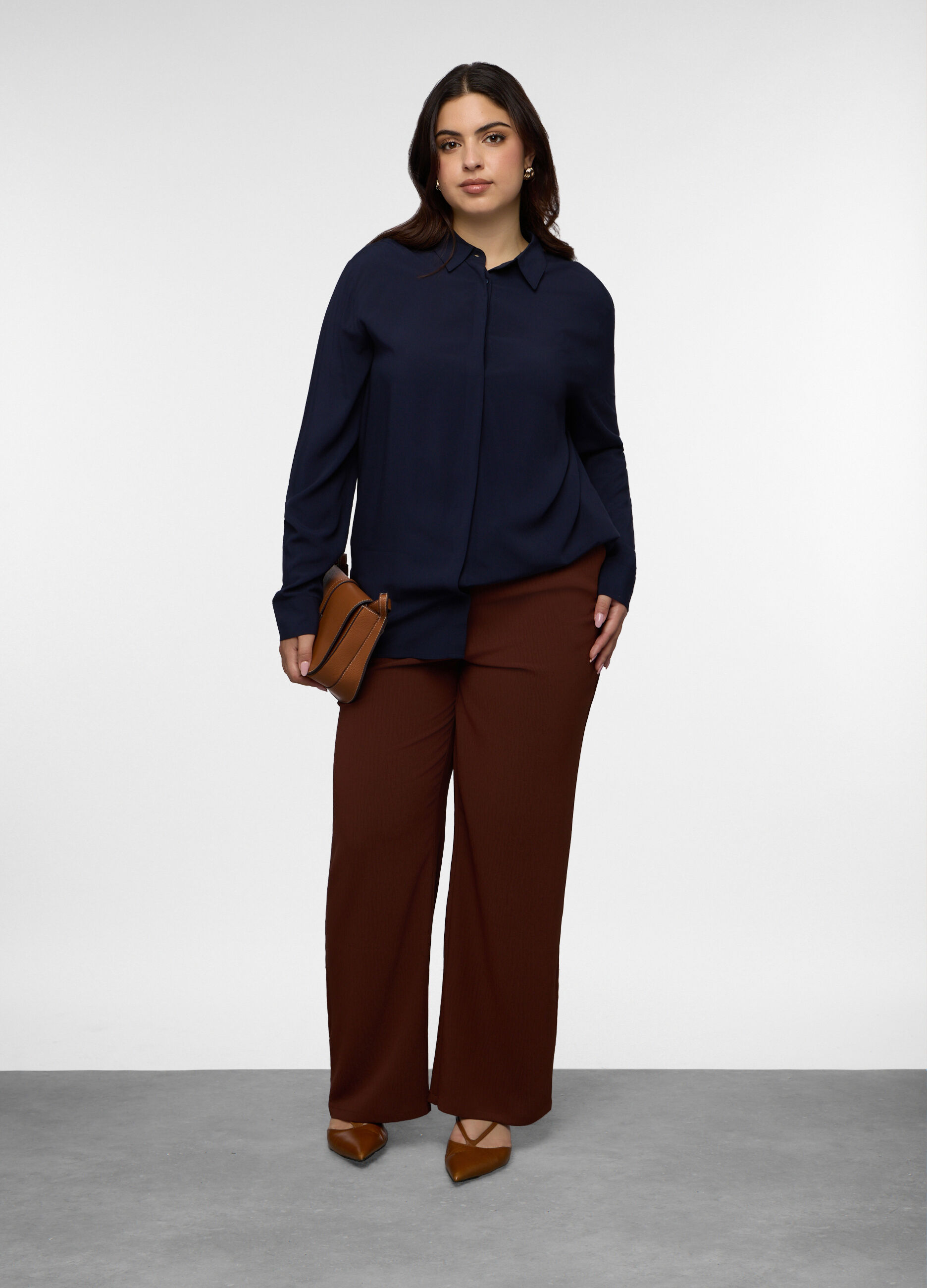 Camicia Fit Regular con colletto alla francese in pura viscosa donna curvy_0