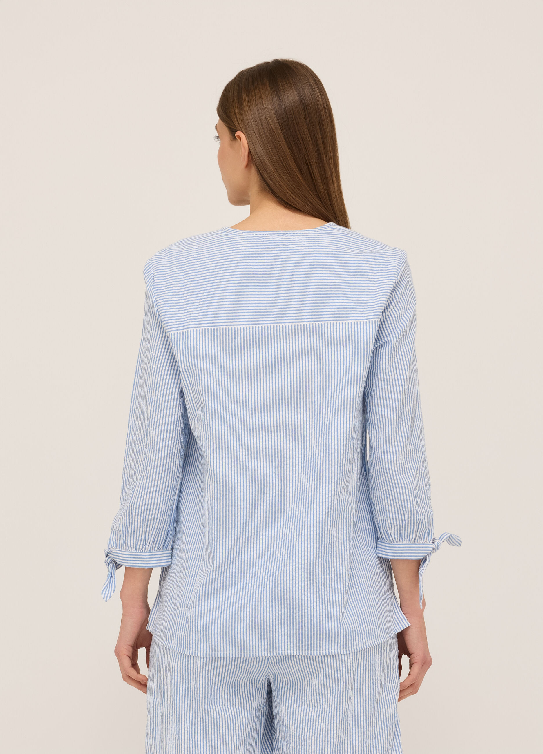 Blusa a righe in puro cotone donna_1