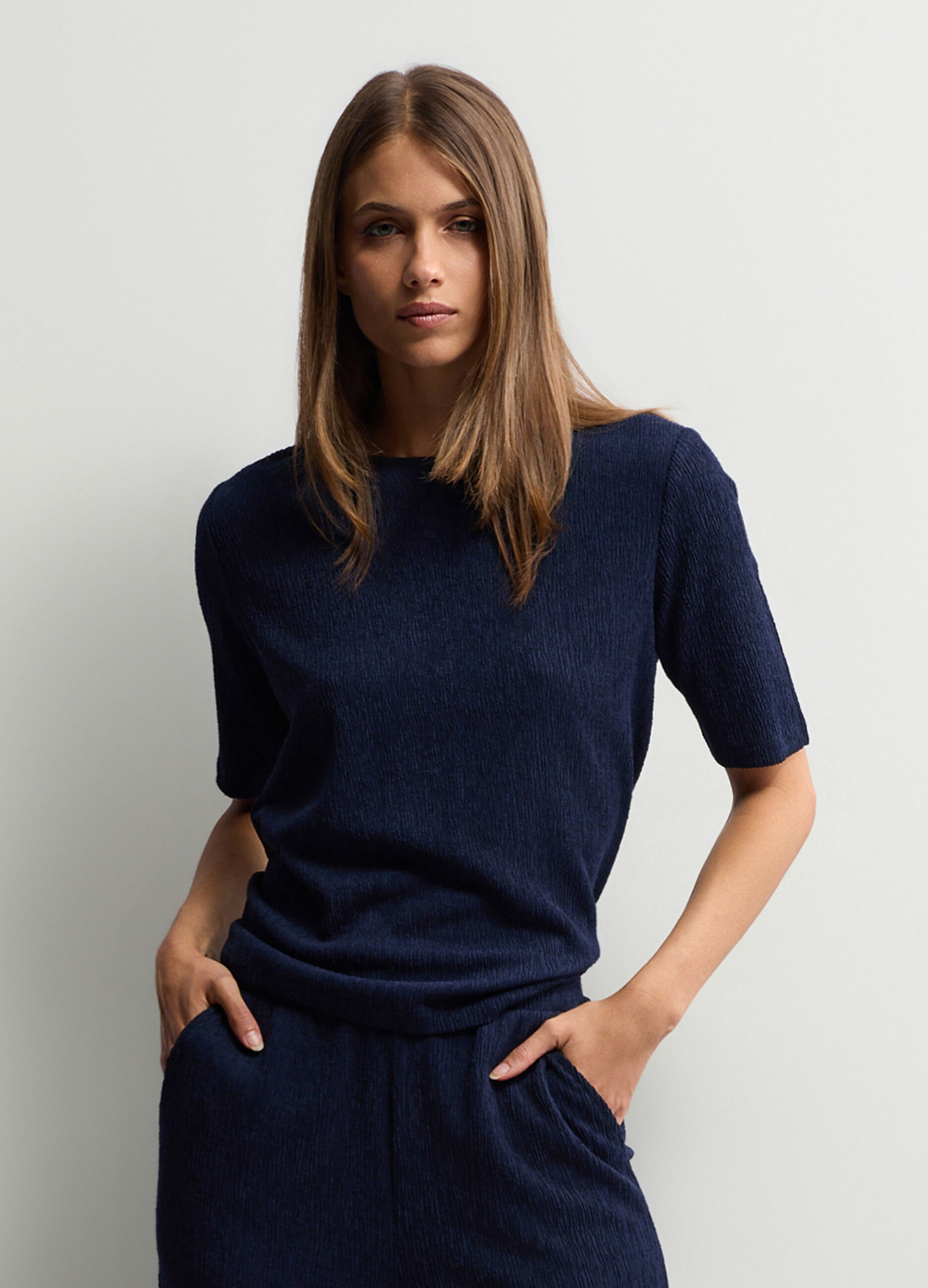 T-shirt girocollo stretch donna_0