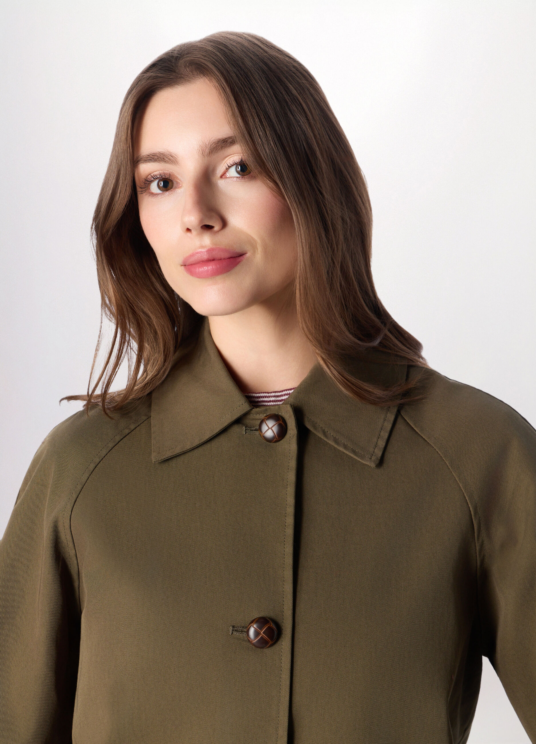 Trench lungo in twill misto cotone donna_2