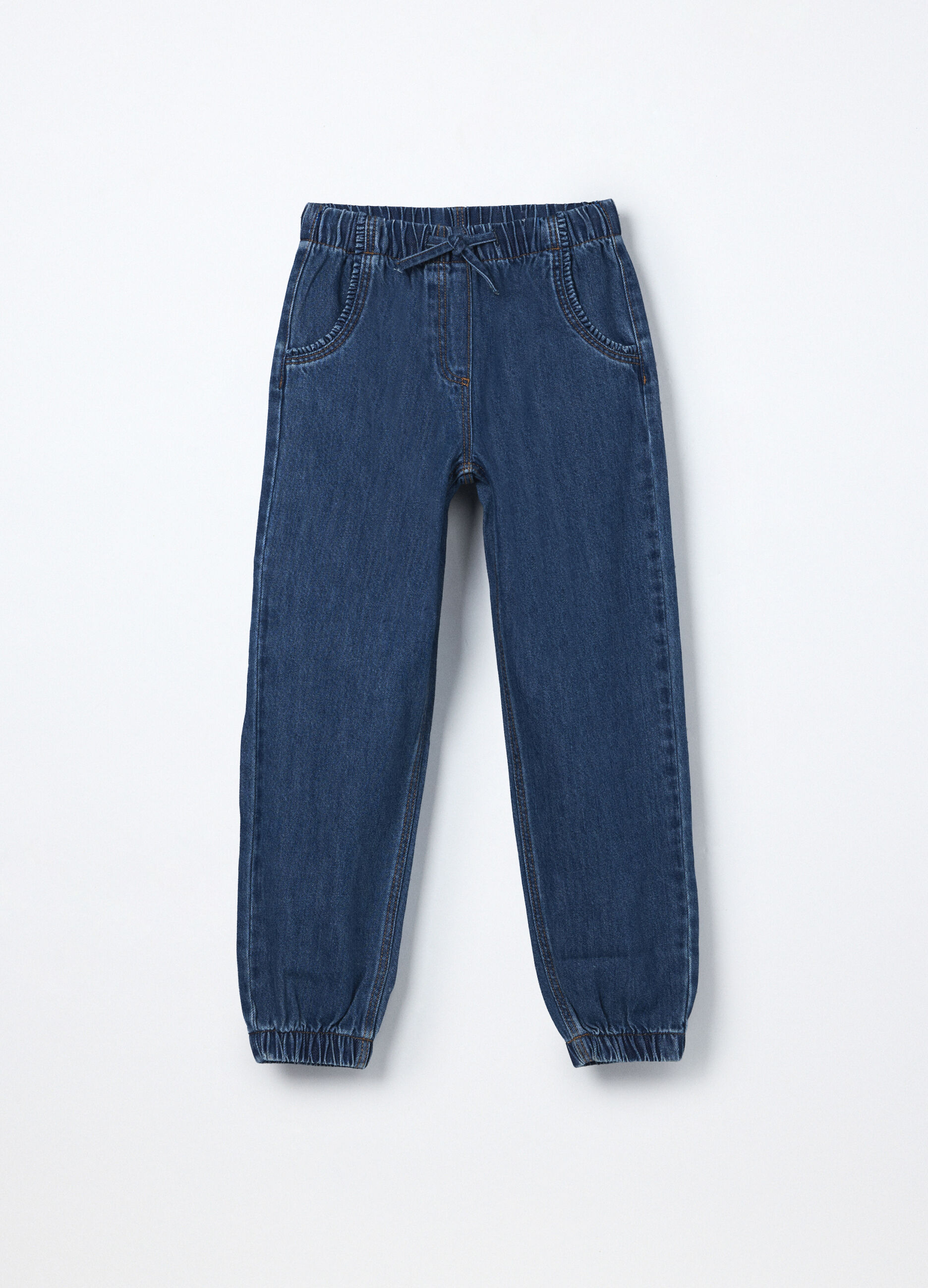 Jogger in denim misto cotone bambina_0