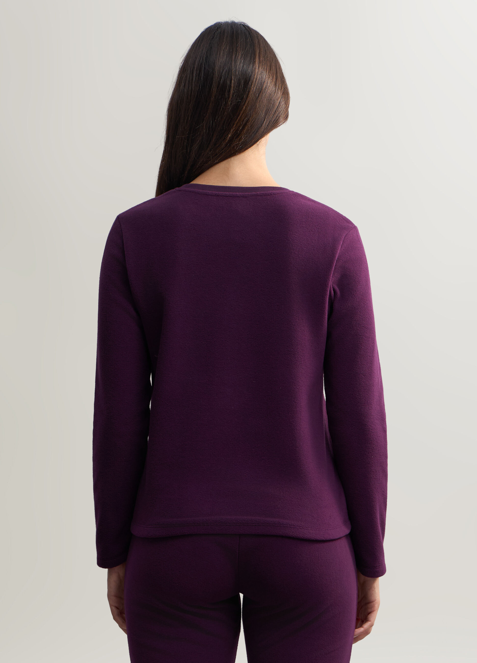 Felpa girocollo in pile donna_1