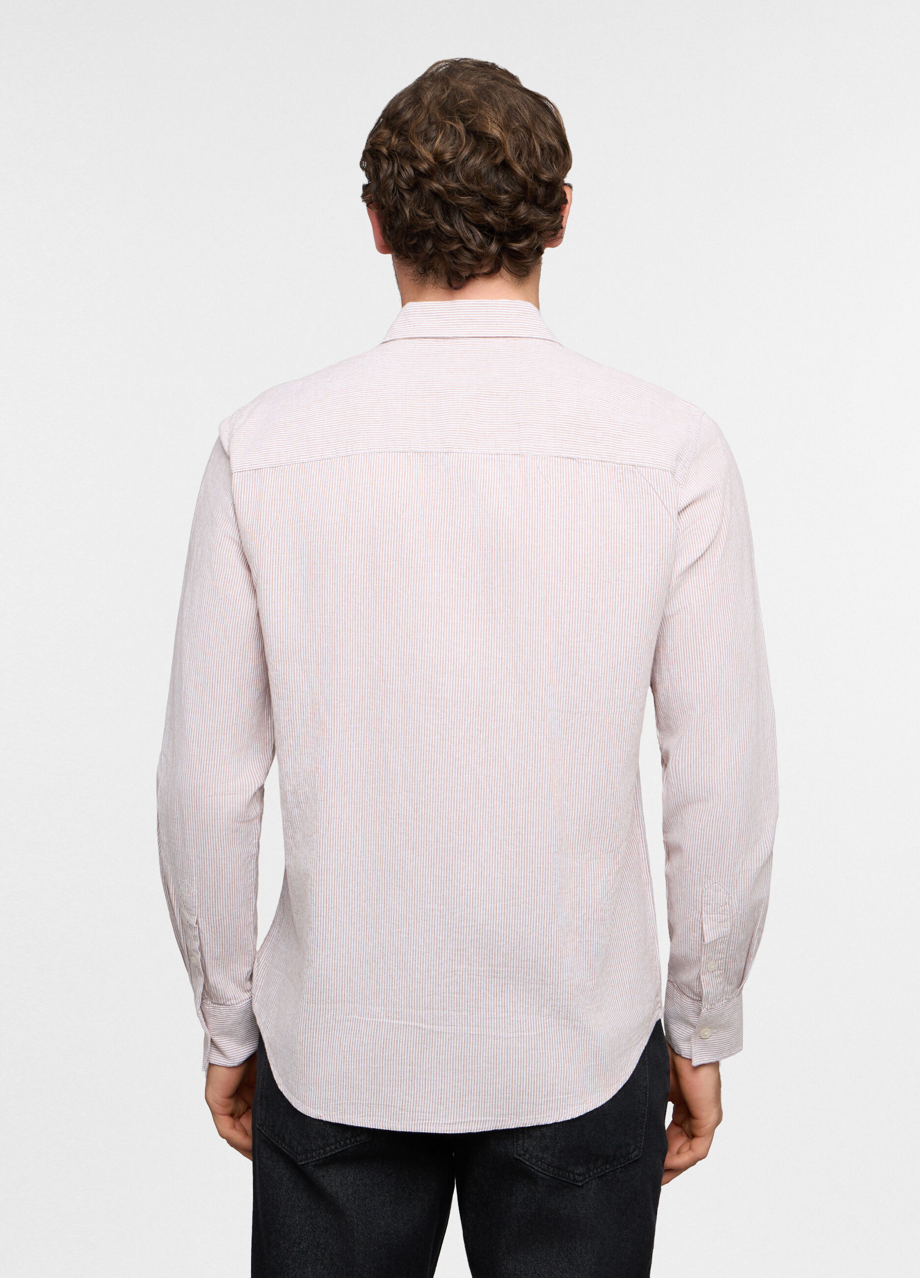 Camicia regular fit in cotone e lino uomo_1