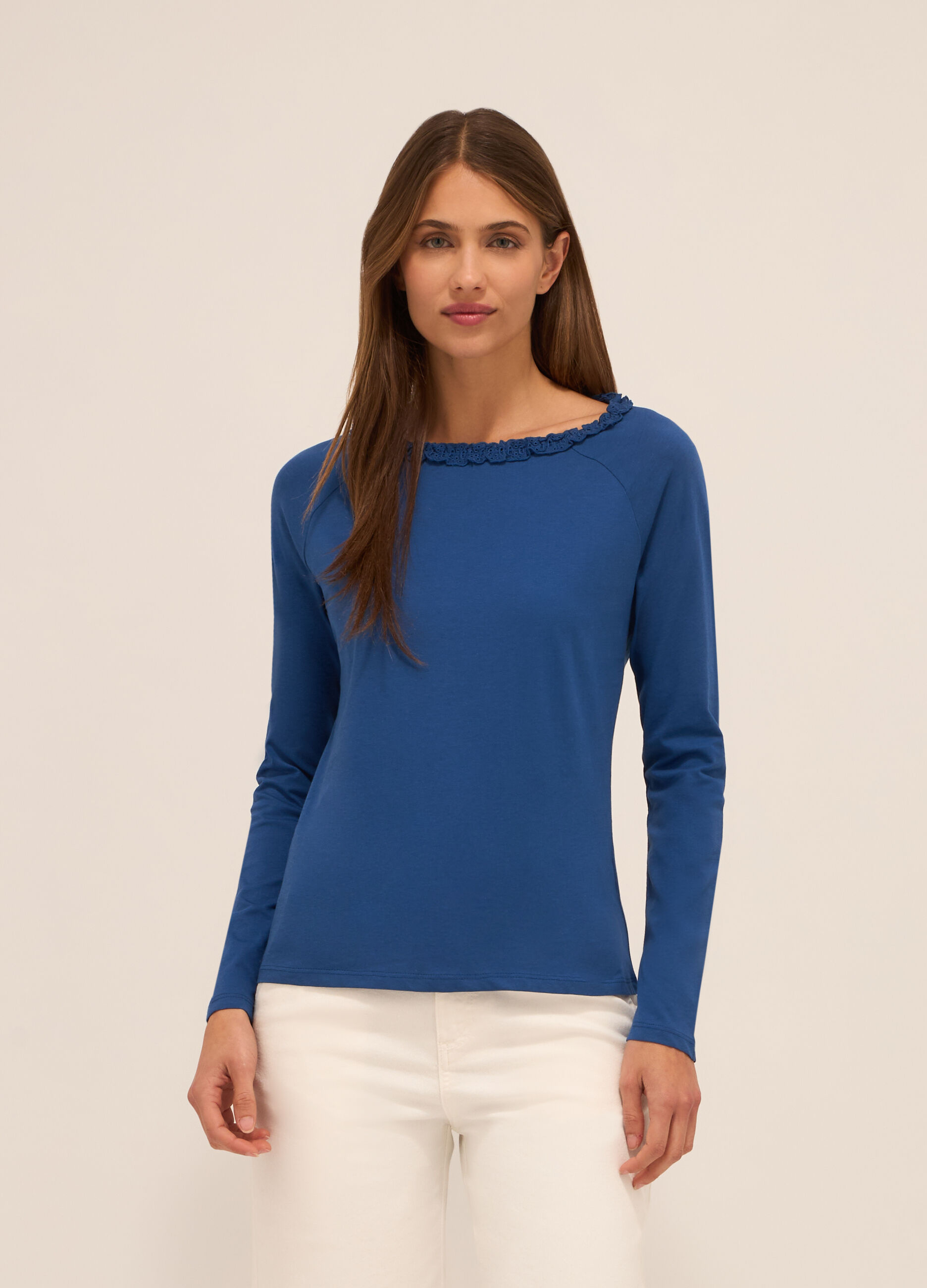 T-shirt in jersey di puro cotone donna_0