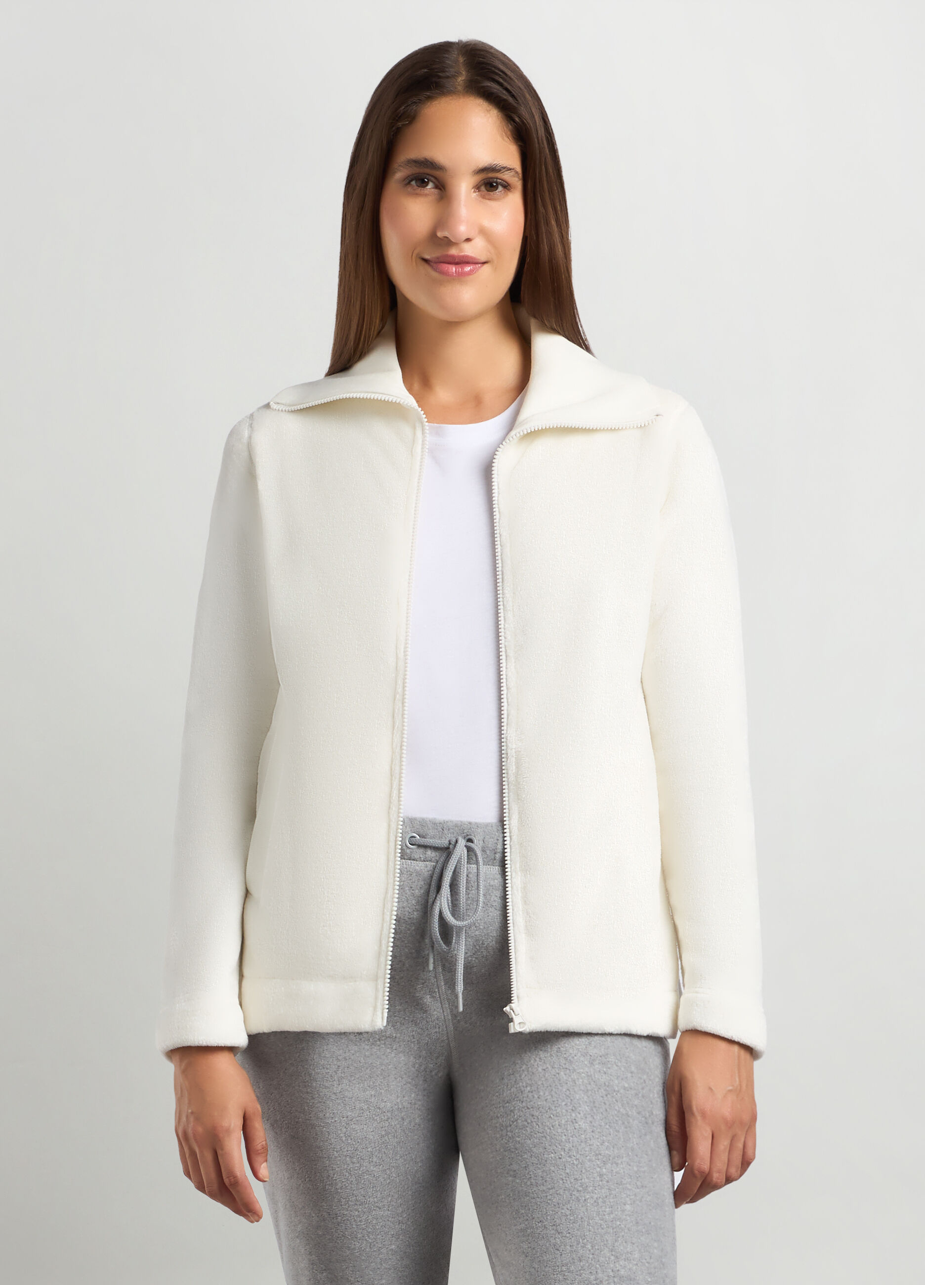 Felpa in sherpa con apertura full zip donna