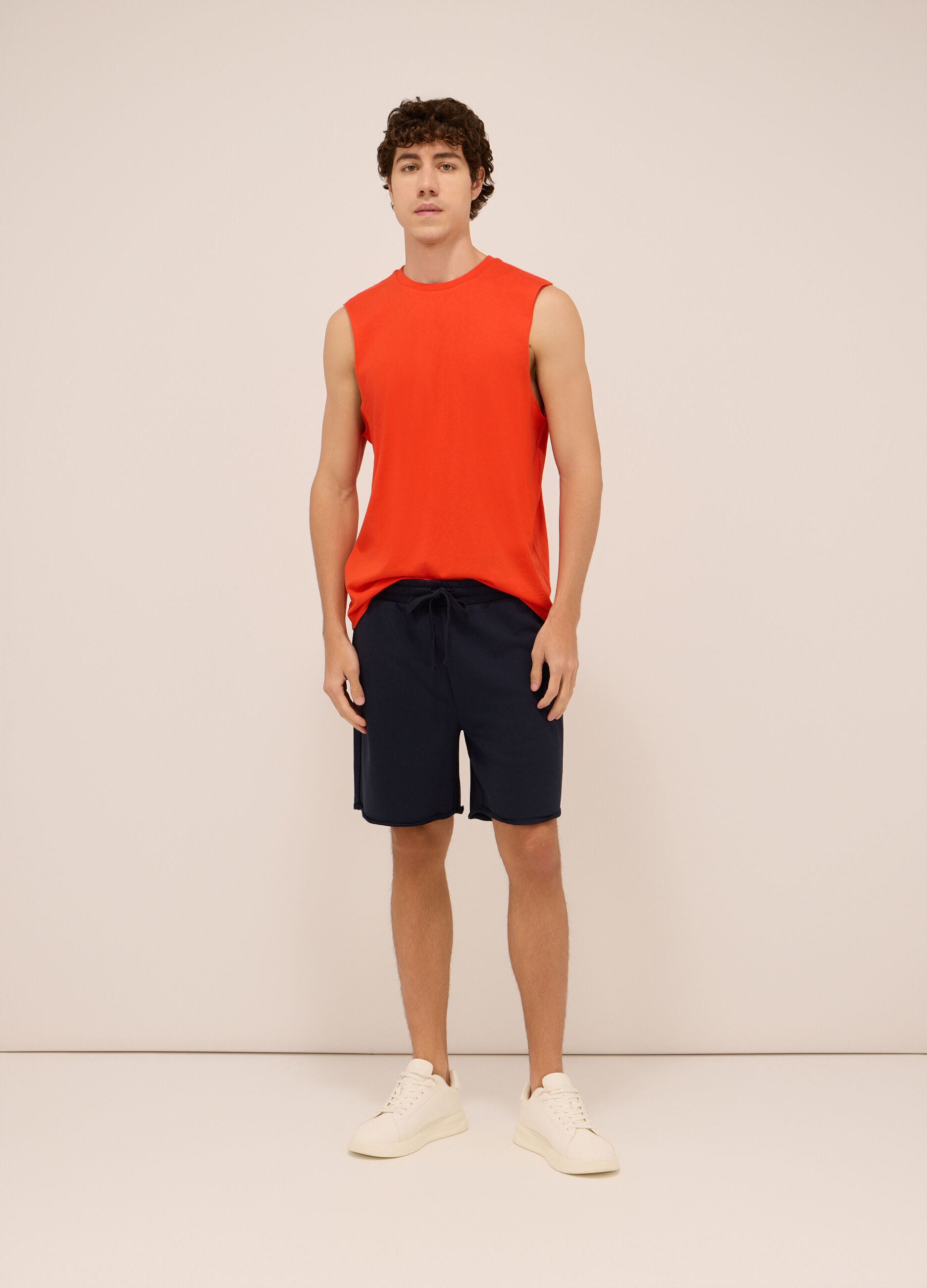 Shorts sportivi in felpa misto cotone uomo_0