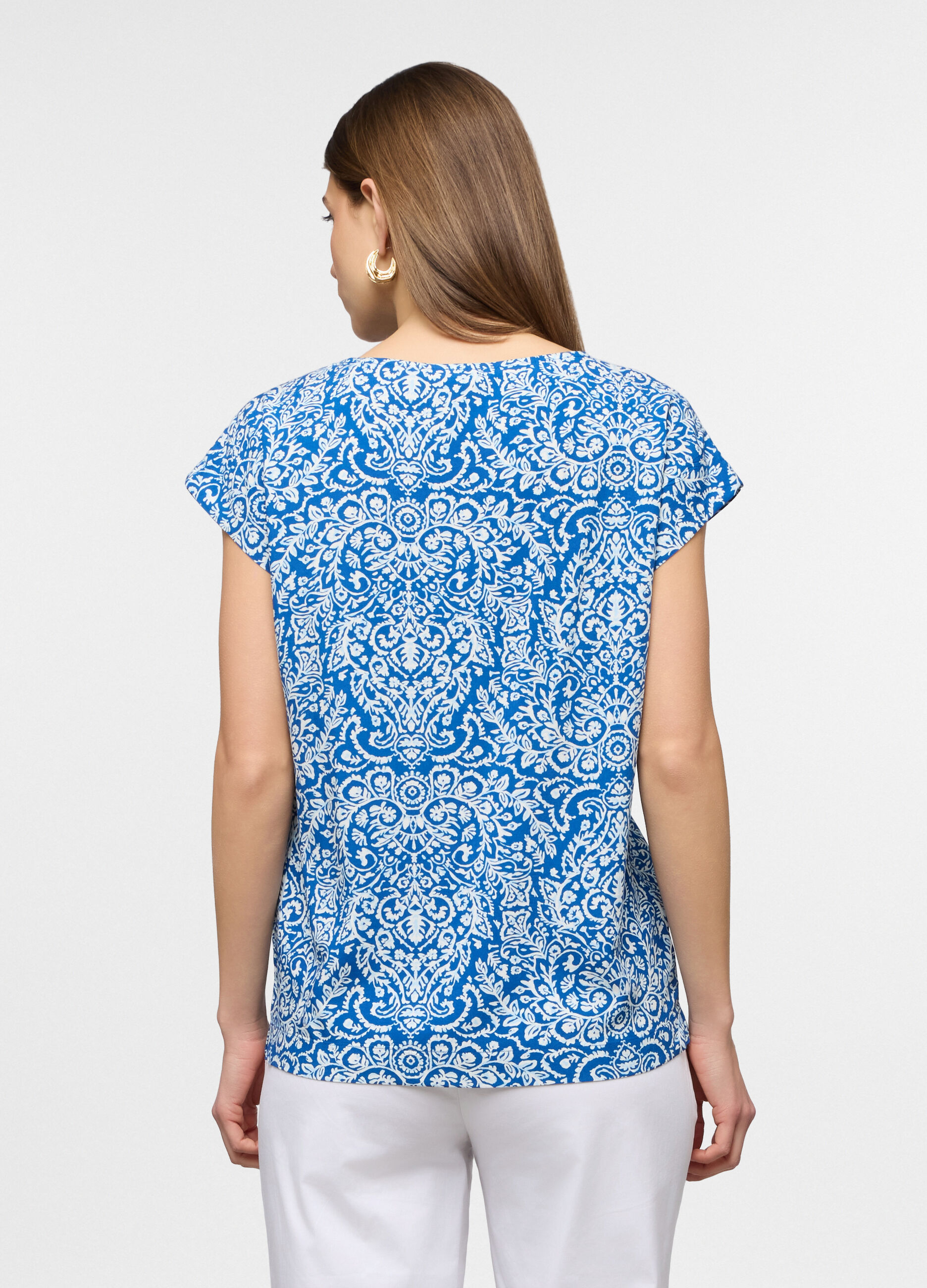 Blusa fit regular con scollo rotondo donna_1