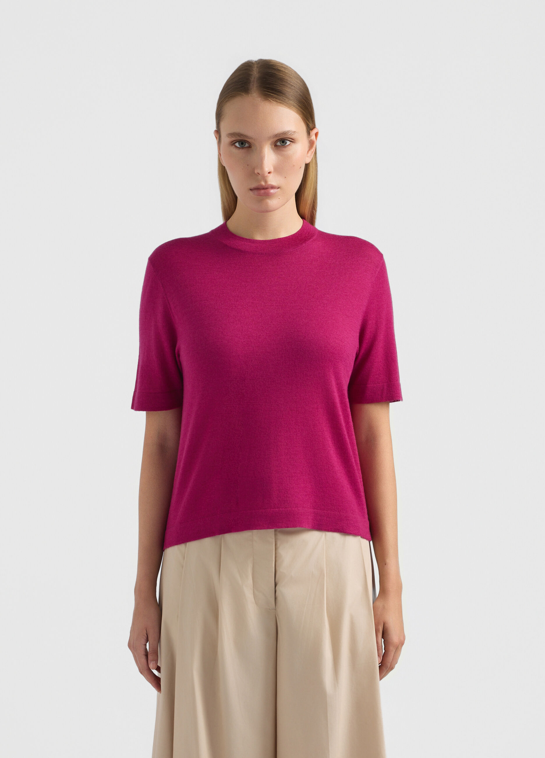 Maglia girocollo rasata donna_1