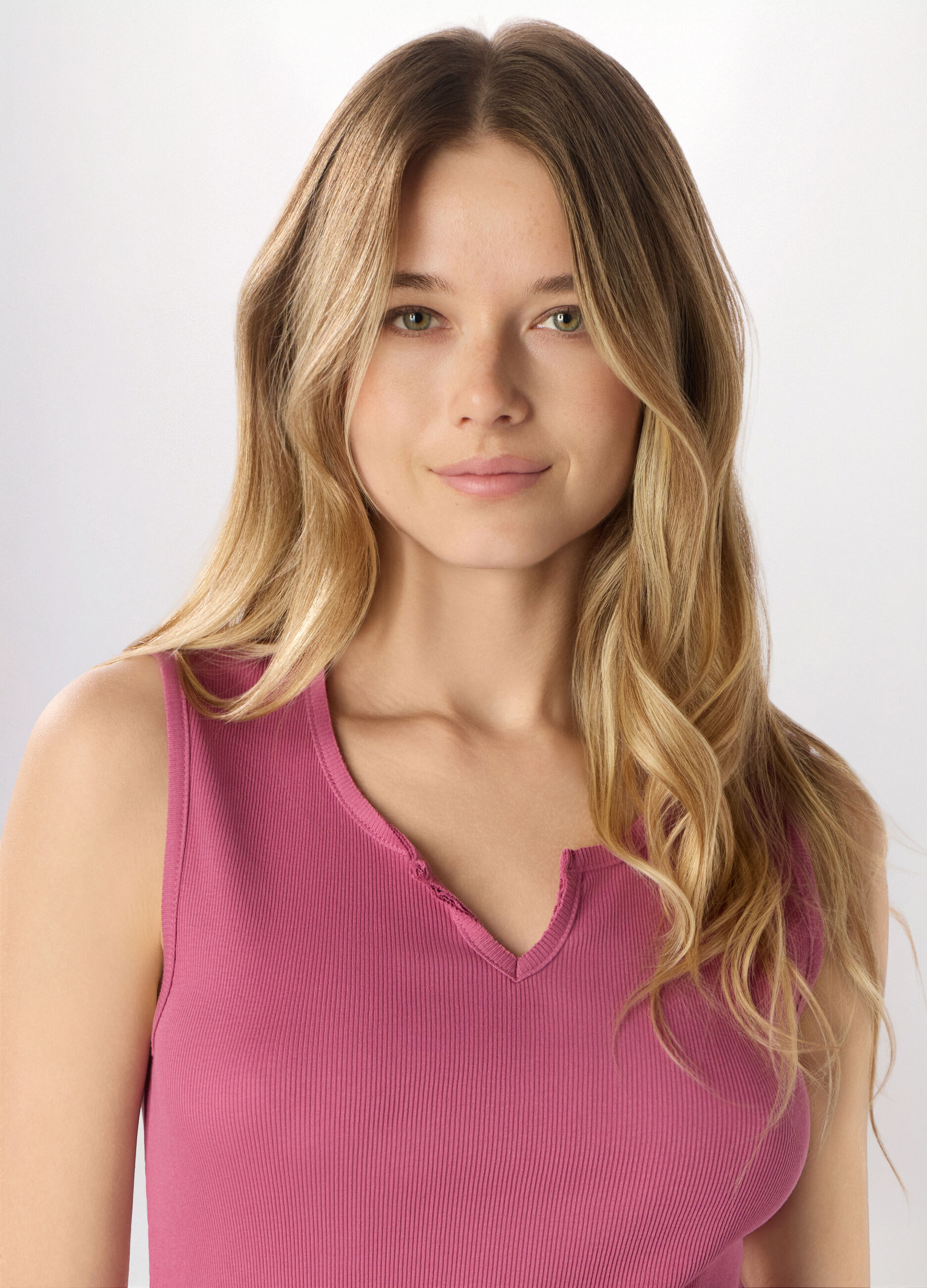 Canotta in costina di puro cotone donna_2