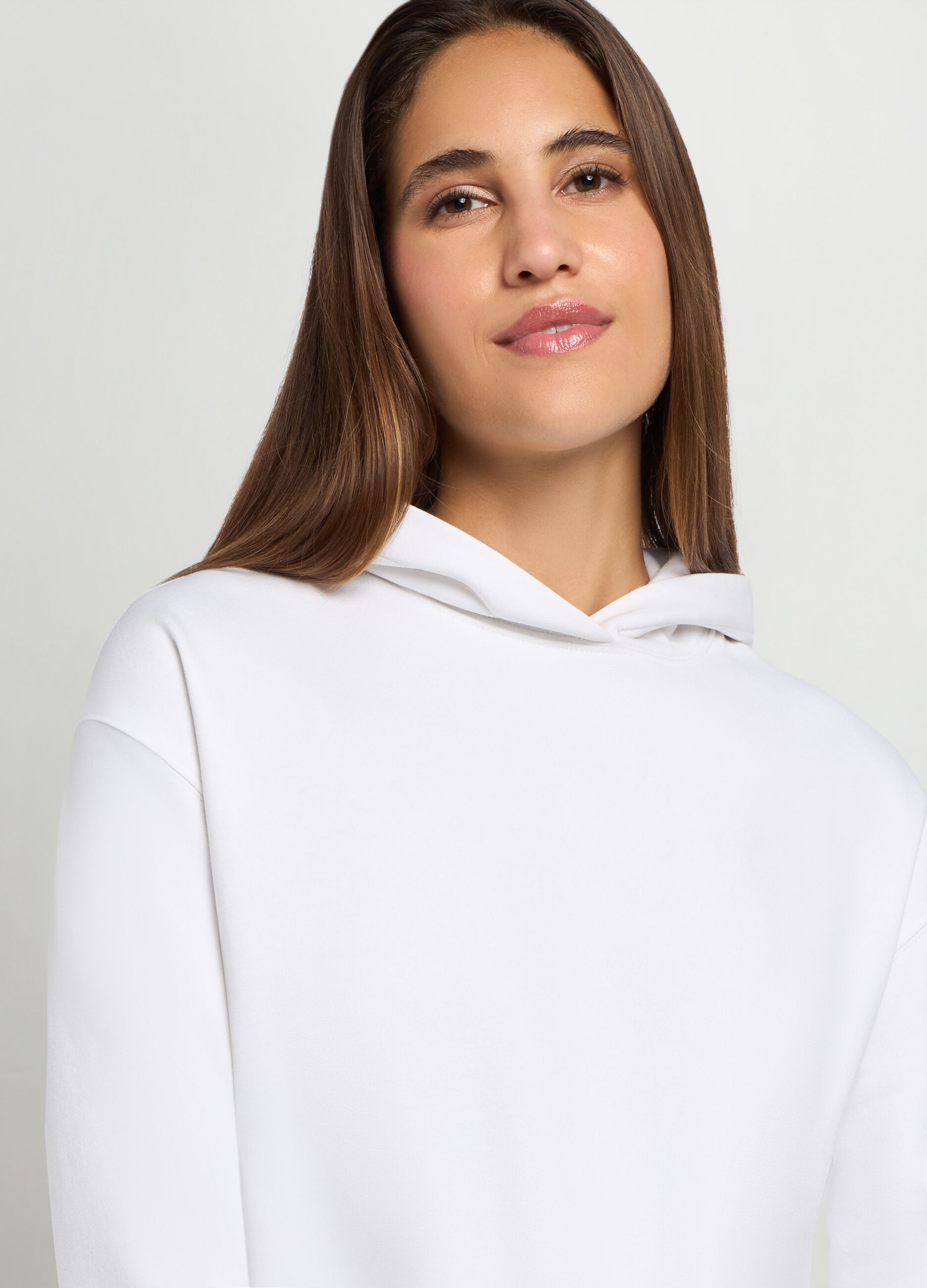 Felpa misto cotone con cappuccio fitness donna _2