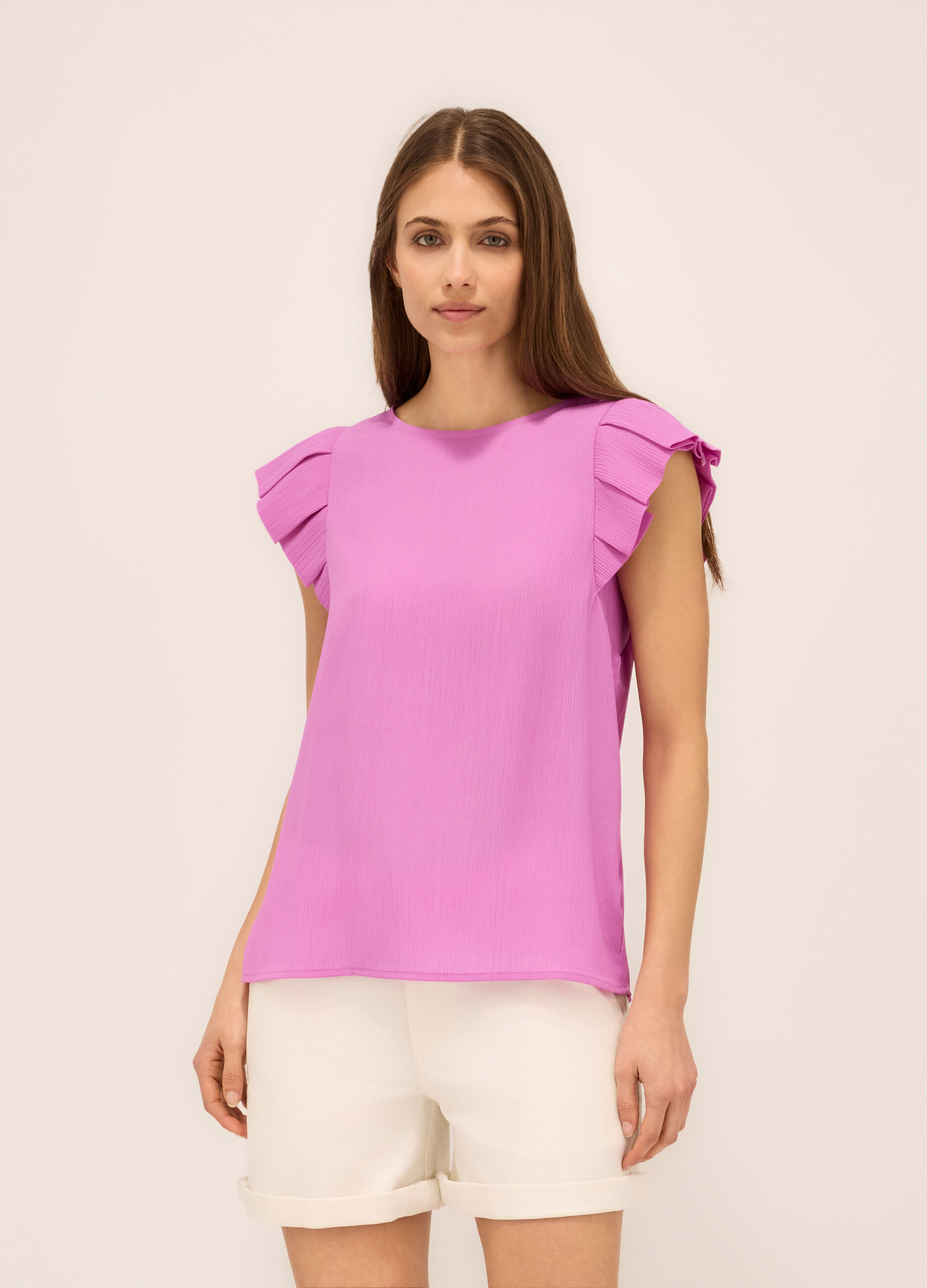 Blusa con maniche ad aletta donna_0