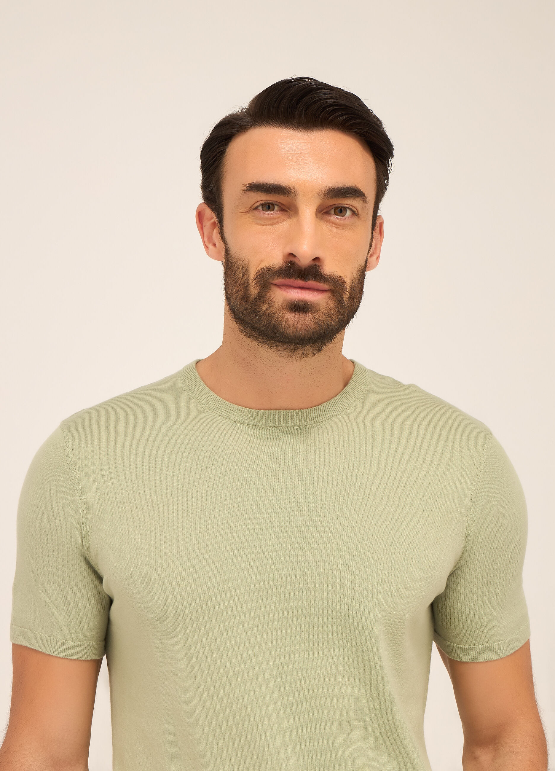 T-shirt a maglia in puro cotone uomo_2