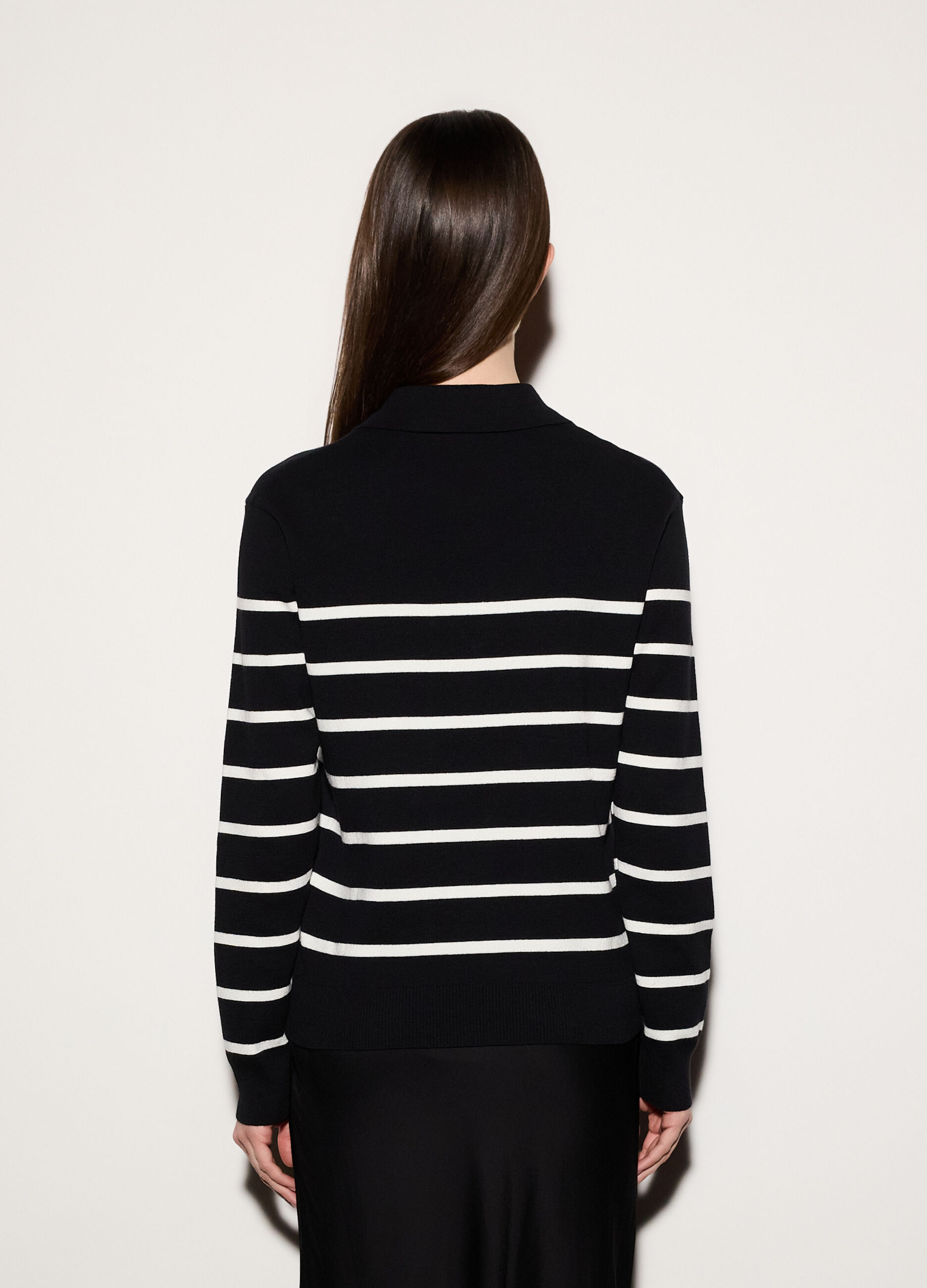 Maglia con colletto classico e zip donna_2