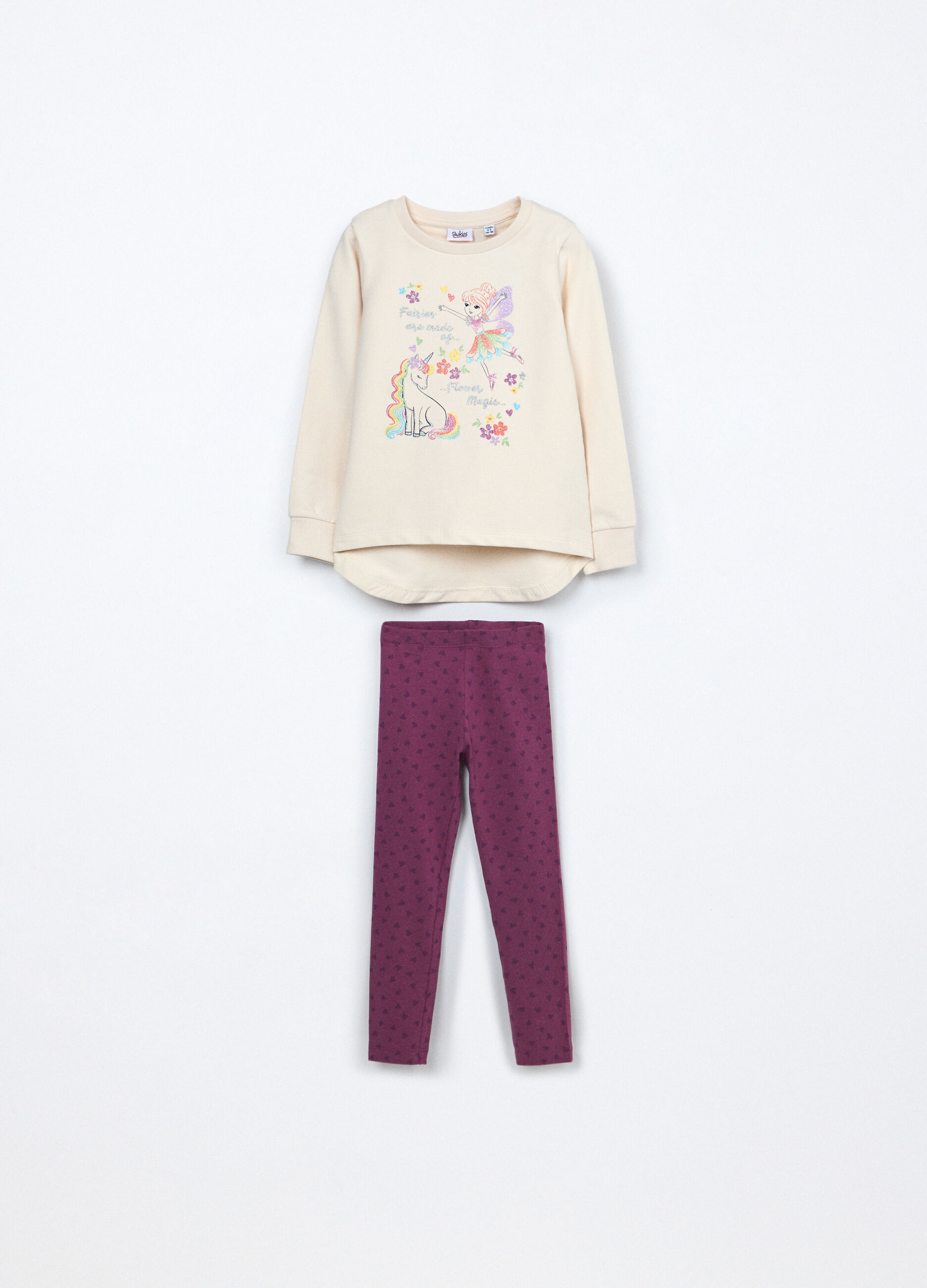 Jogging set in french terry di cotone stretch bambina_0