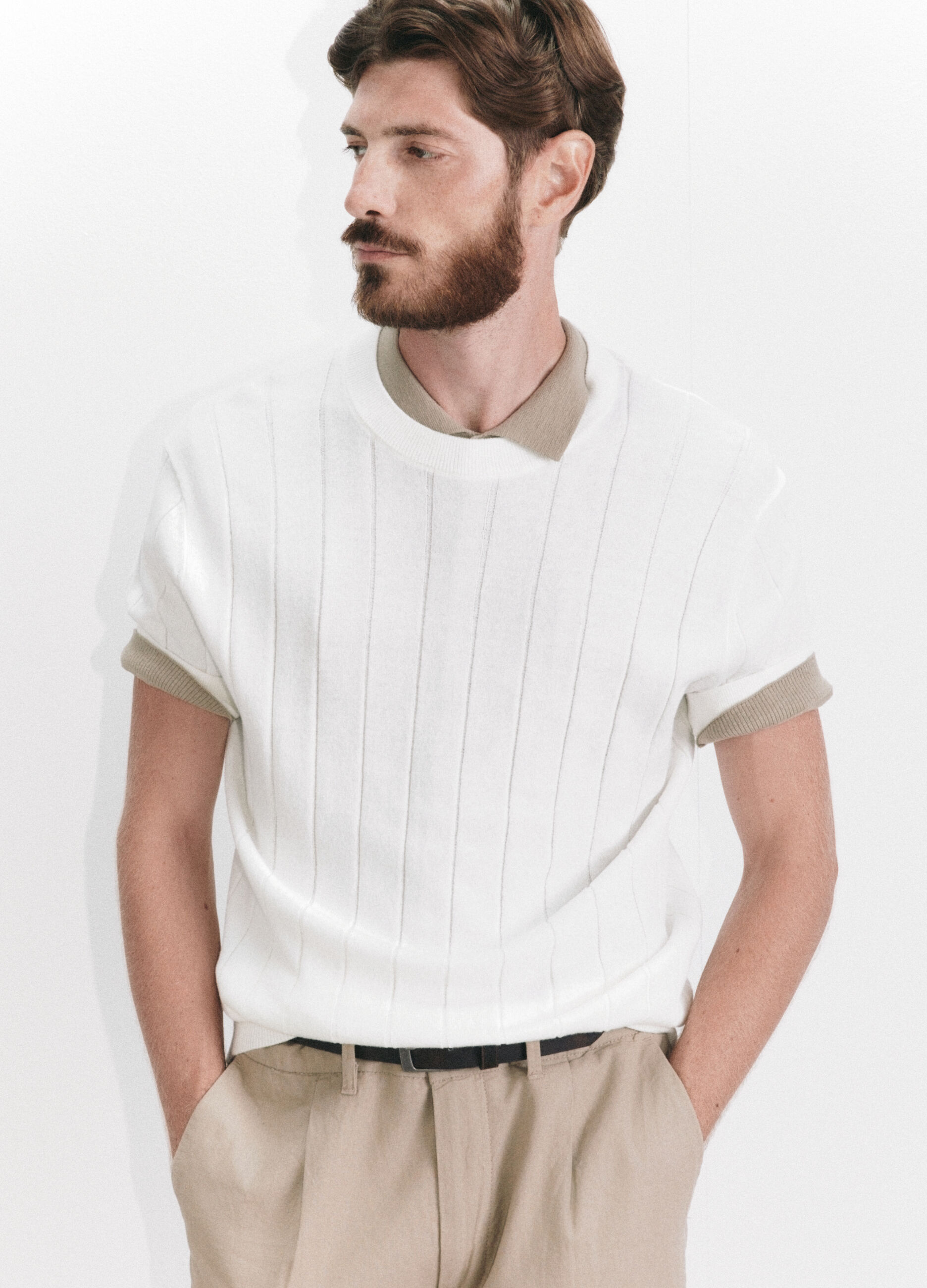 T-shirt in maglia a costa piatta uomo_1