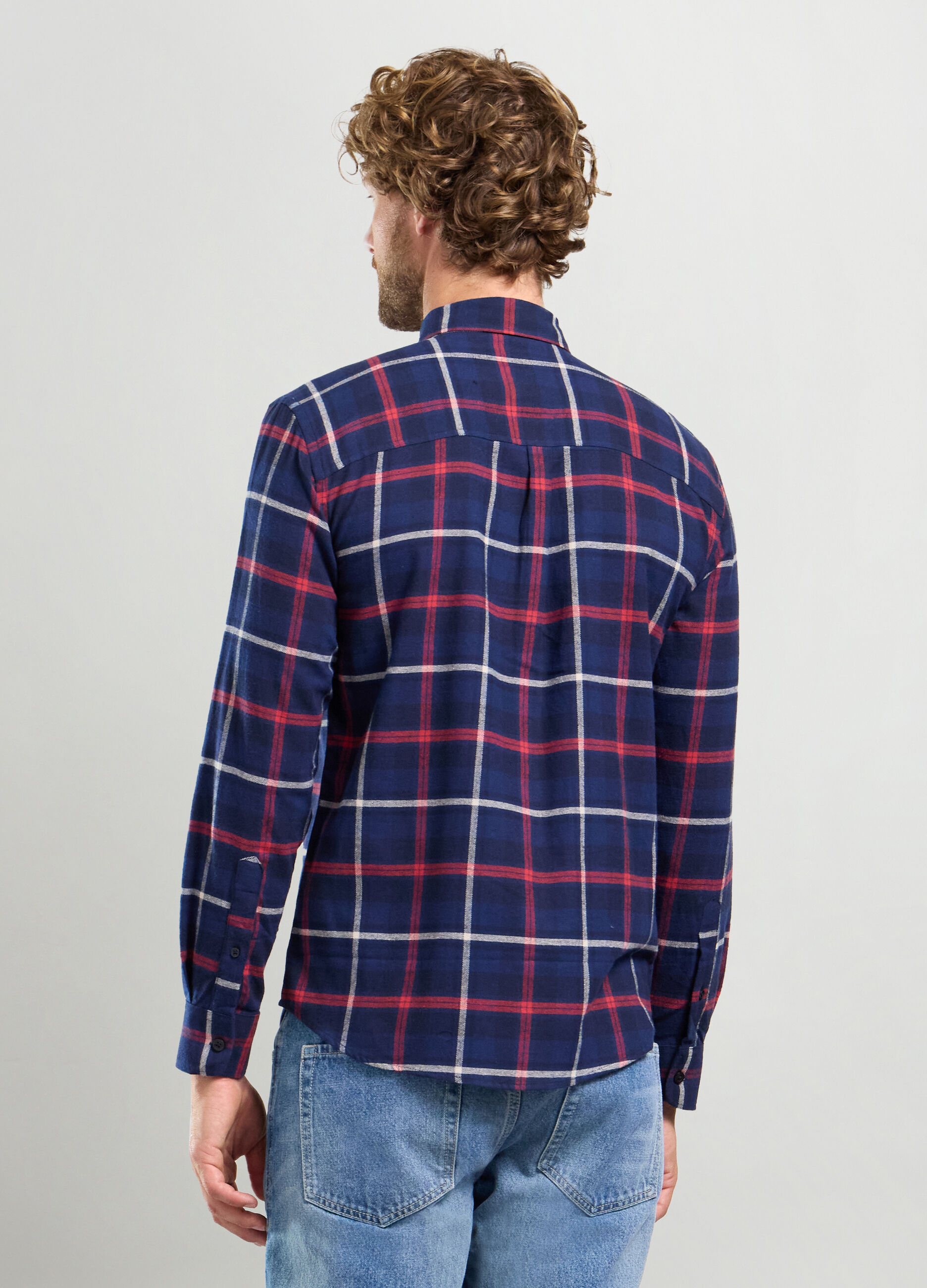 Camicia regular fit con colletto button-down in flanella uomo_1