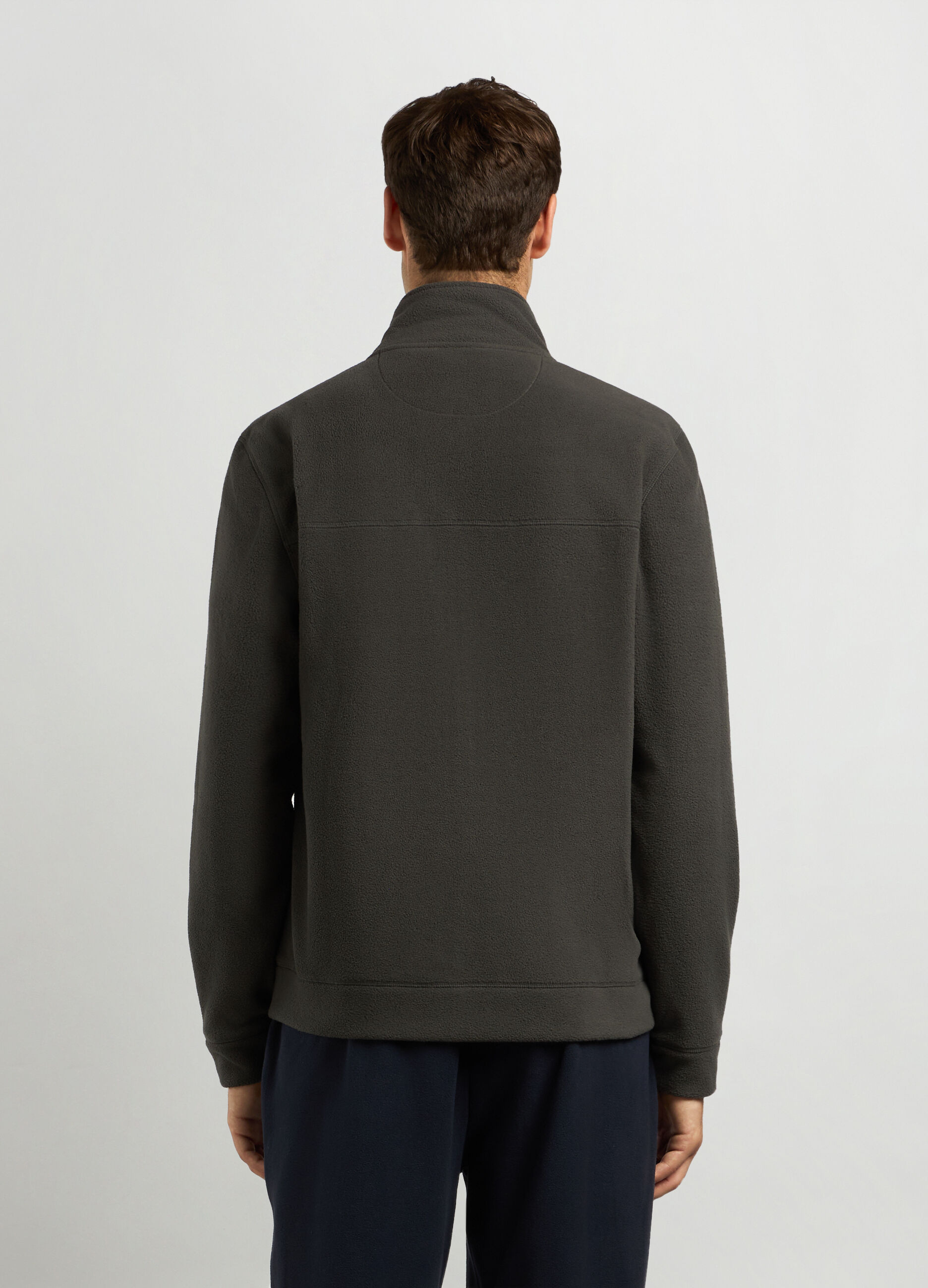 Felpa in pile a collo alto full zip uomo_1