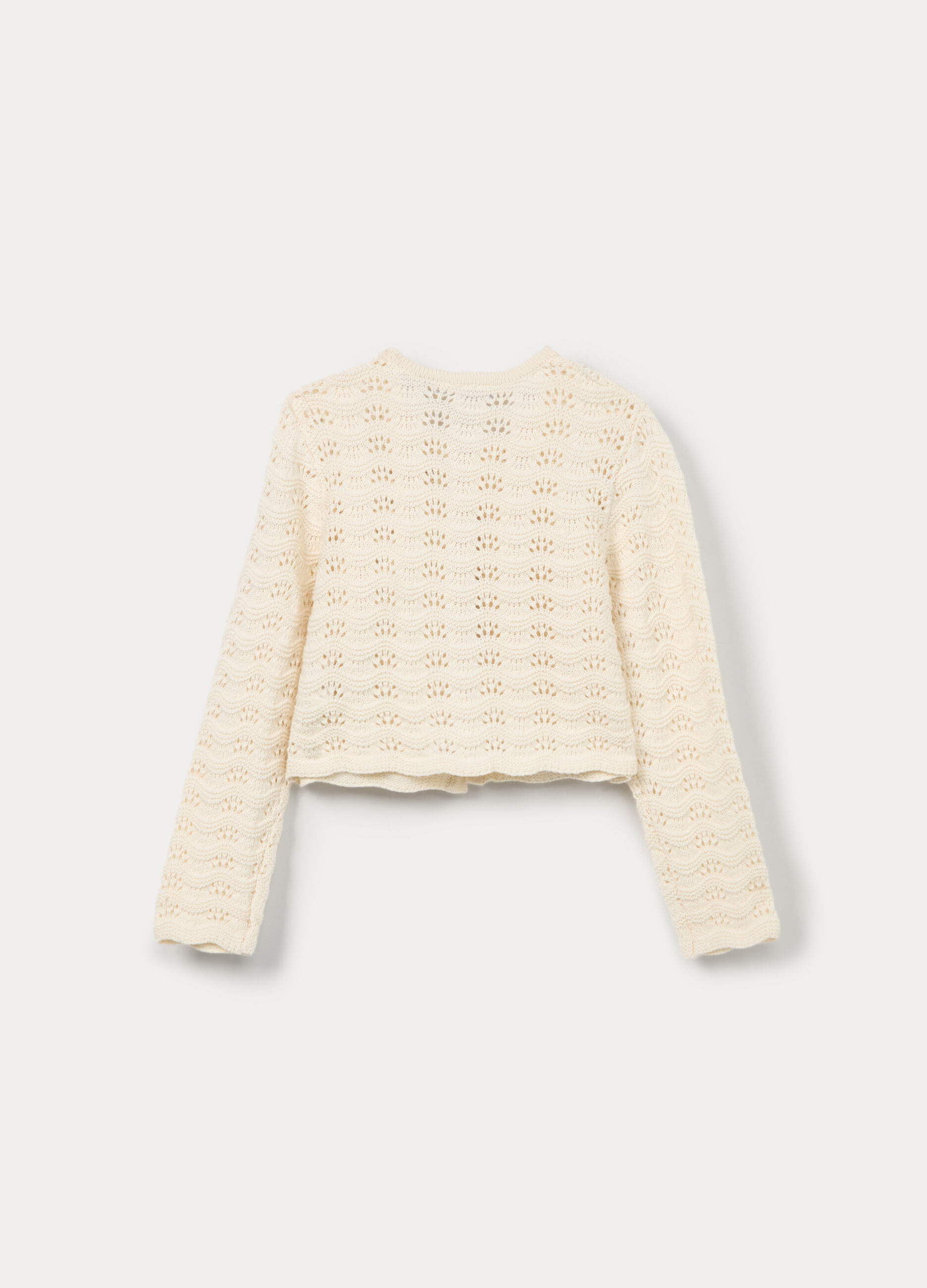 Cardigan operato in puro cotone bambina_1