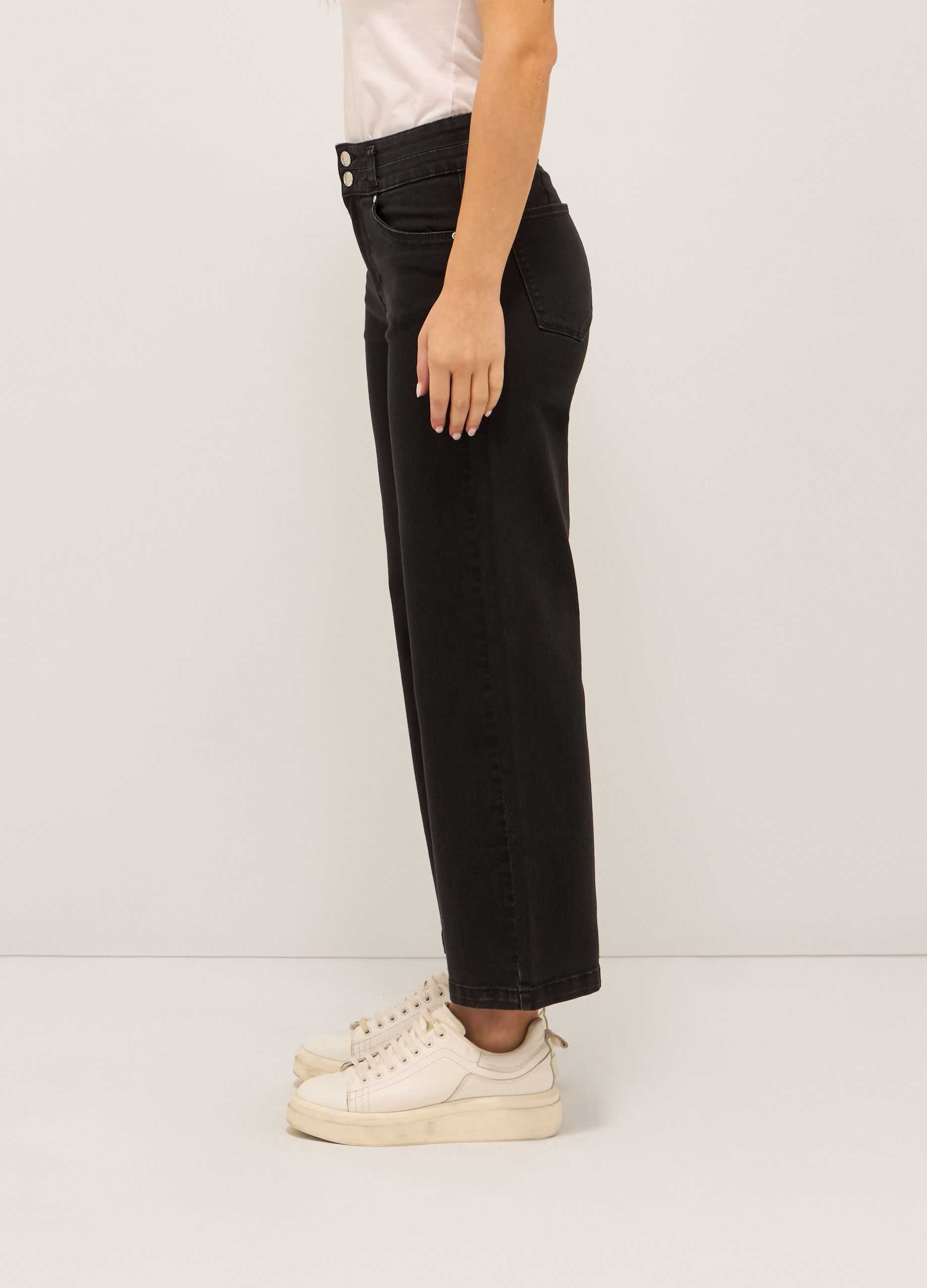 Pantaloni in denim stretch di misto cotone _2