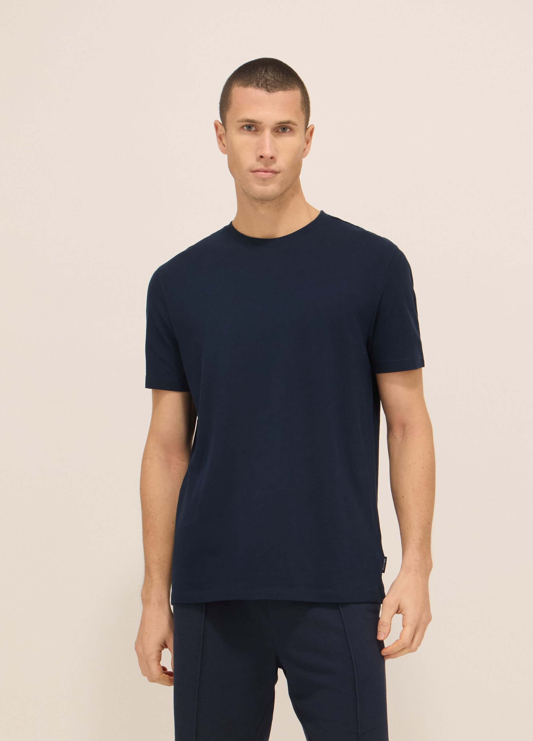 T-shirt girocollo in piquet di cotone uomo_0