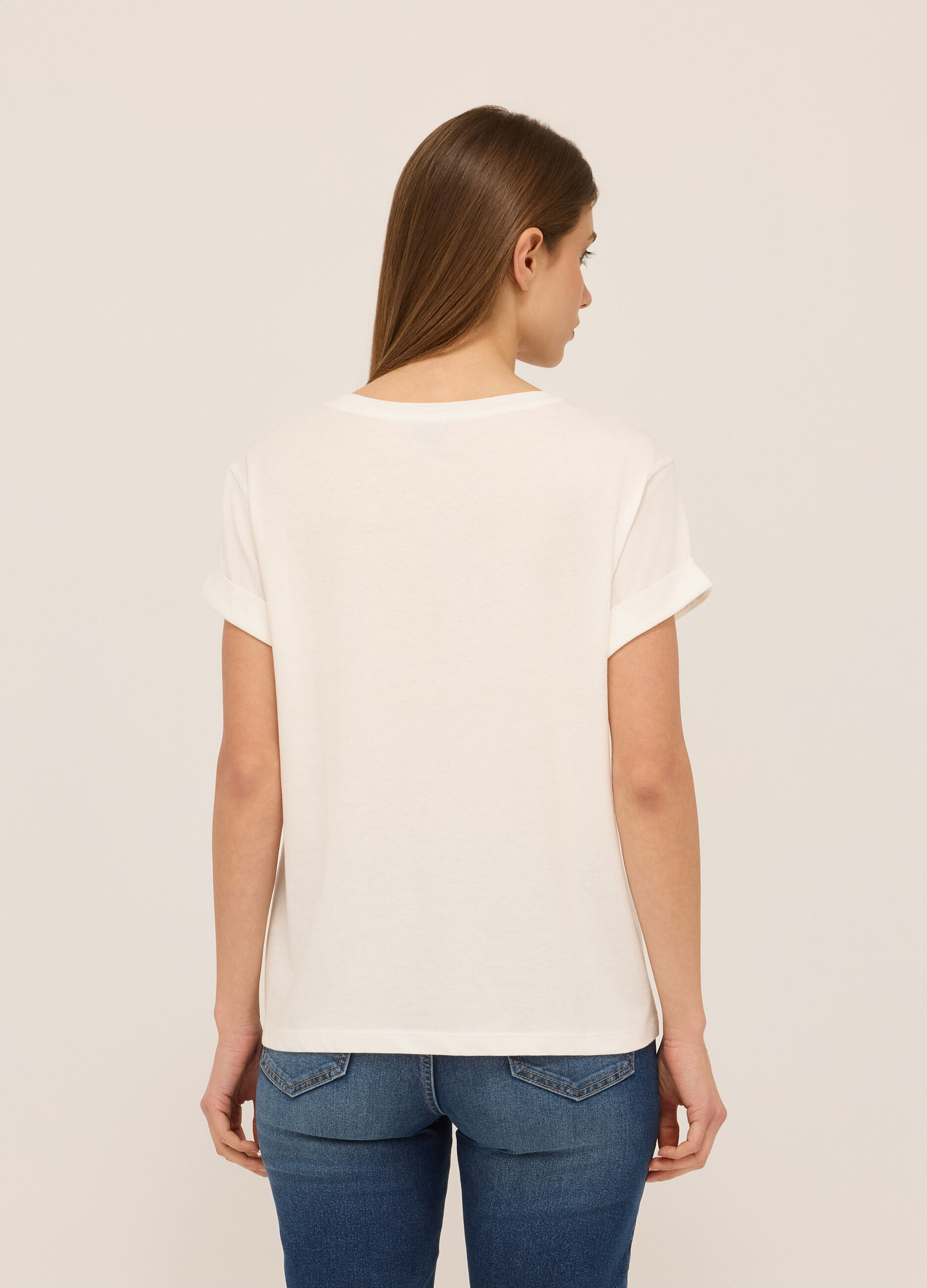 T-shirt in jersey di puro cotone donna_1