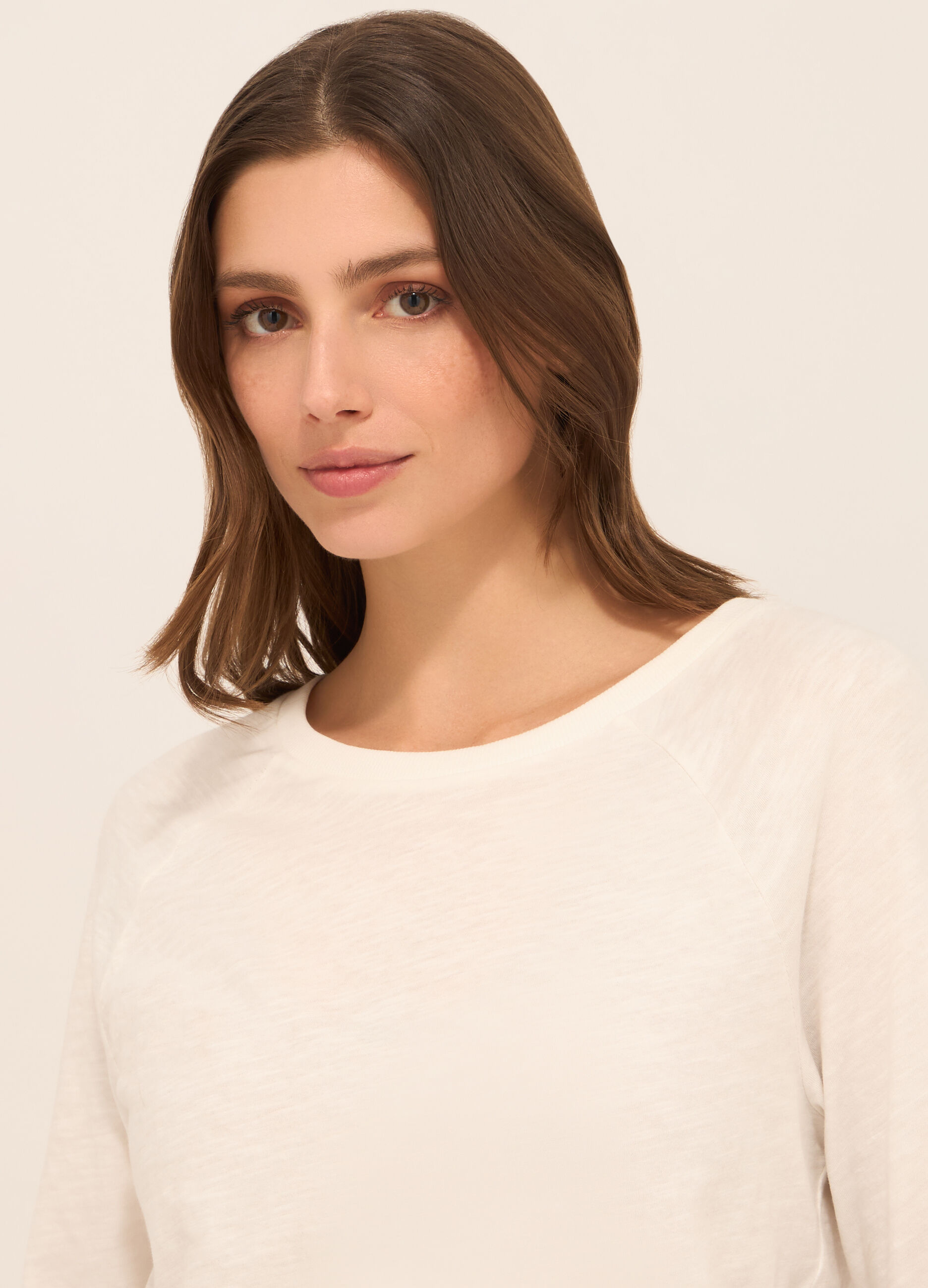 T-shirt in jersey slub di puro cotone donna_2