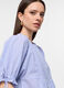 Camicia over fit con scollo rotondo in puro cotone voile donna_2